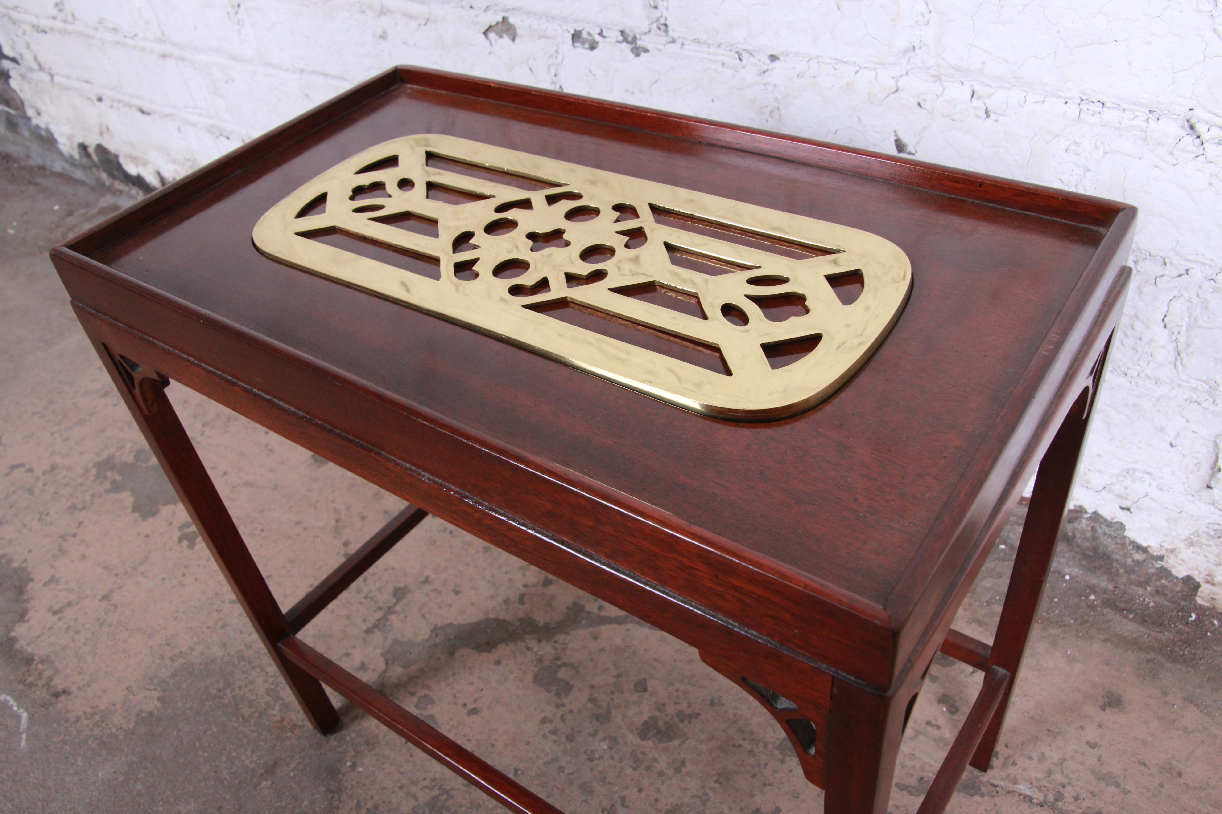 Late 20th Century Baker Furniture Historic Charleston Collection Mahogany and Brass Side Table