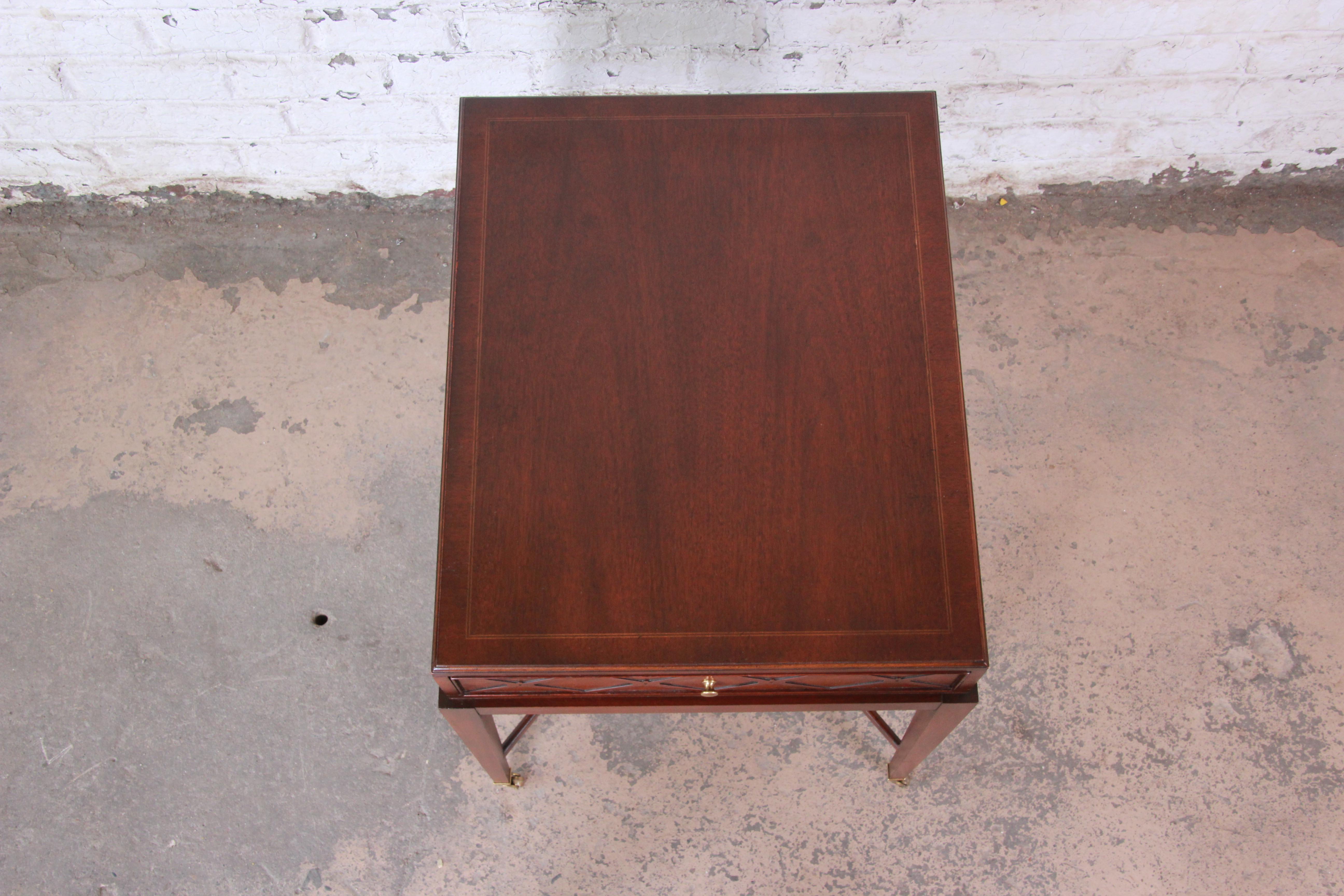 Baker Furniture Historic Charleston Collection Mahogany X-Base Side Table In Good Condition In South Bend, IN