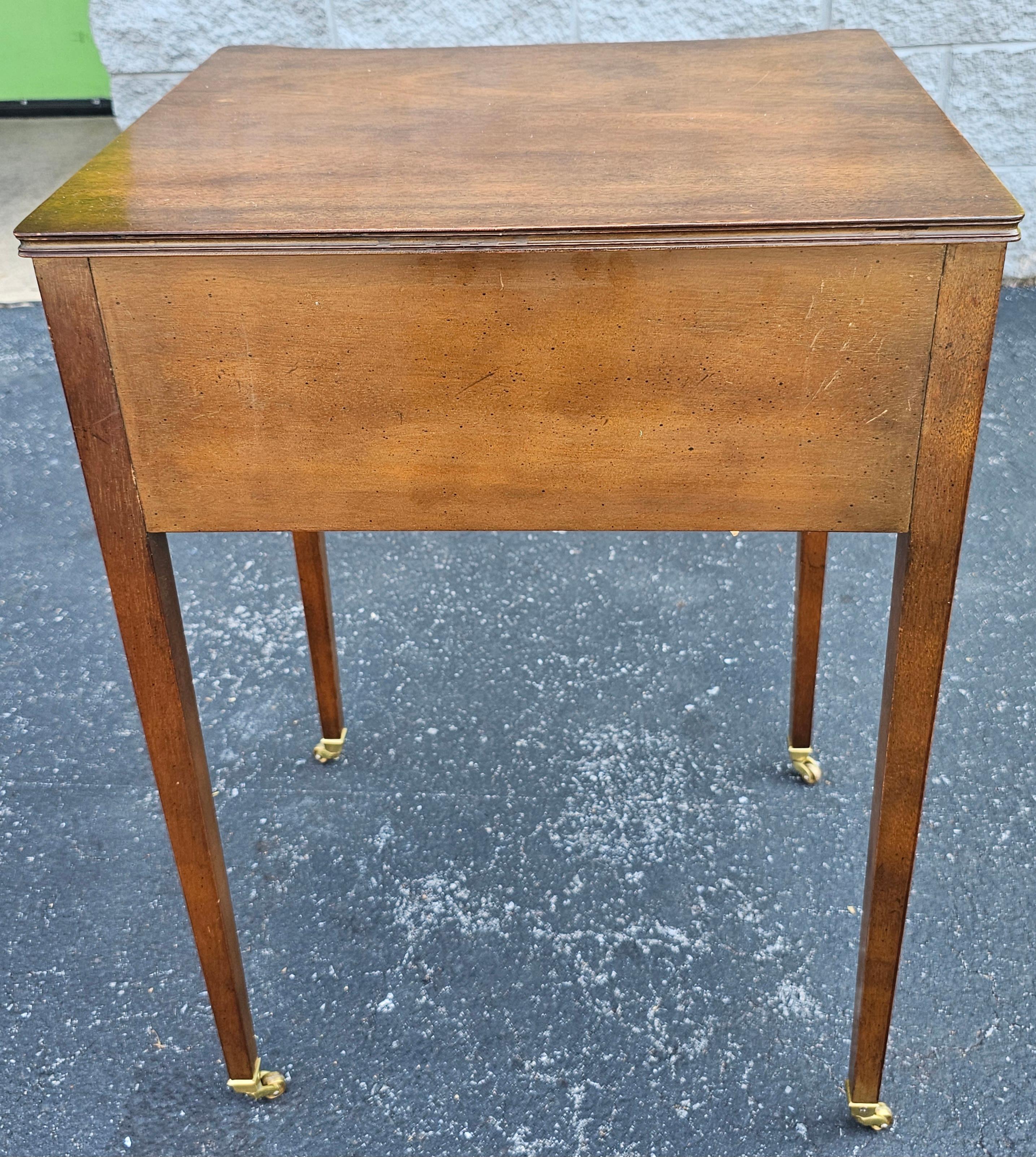 Brass Baker Furniture Historic Charleston Collection Two Drawer Side Table on Wheels For Sale