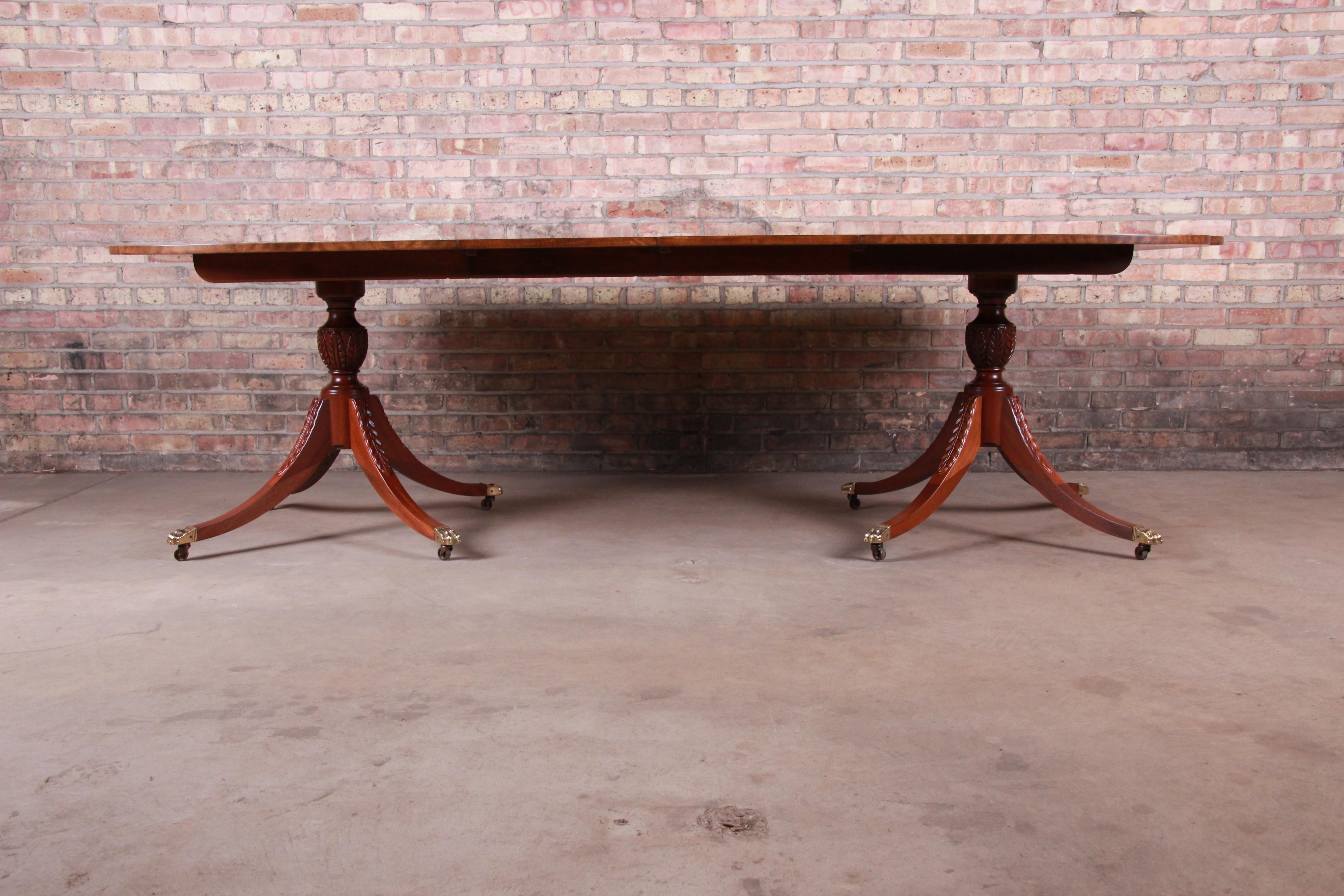 American Baker Furniture Historic Charleston Double Pedestal Dining Table, Newly Restored