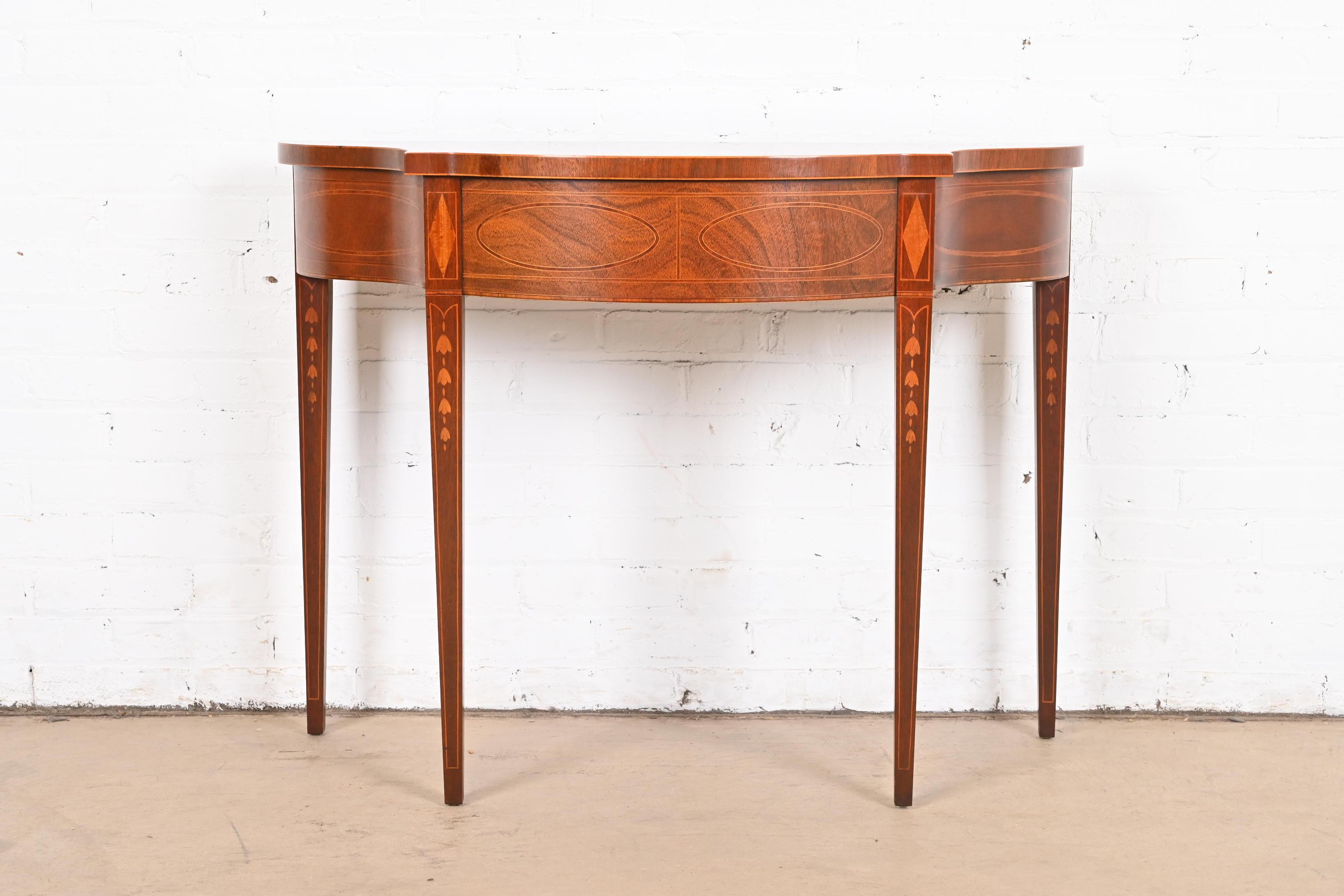 American Baker Furniture Historic Charleston Federal Inlaid Mahogany Console Table For Sale
