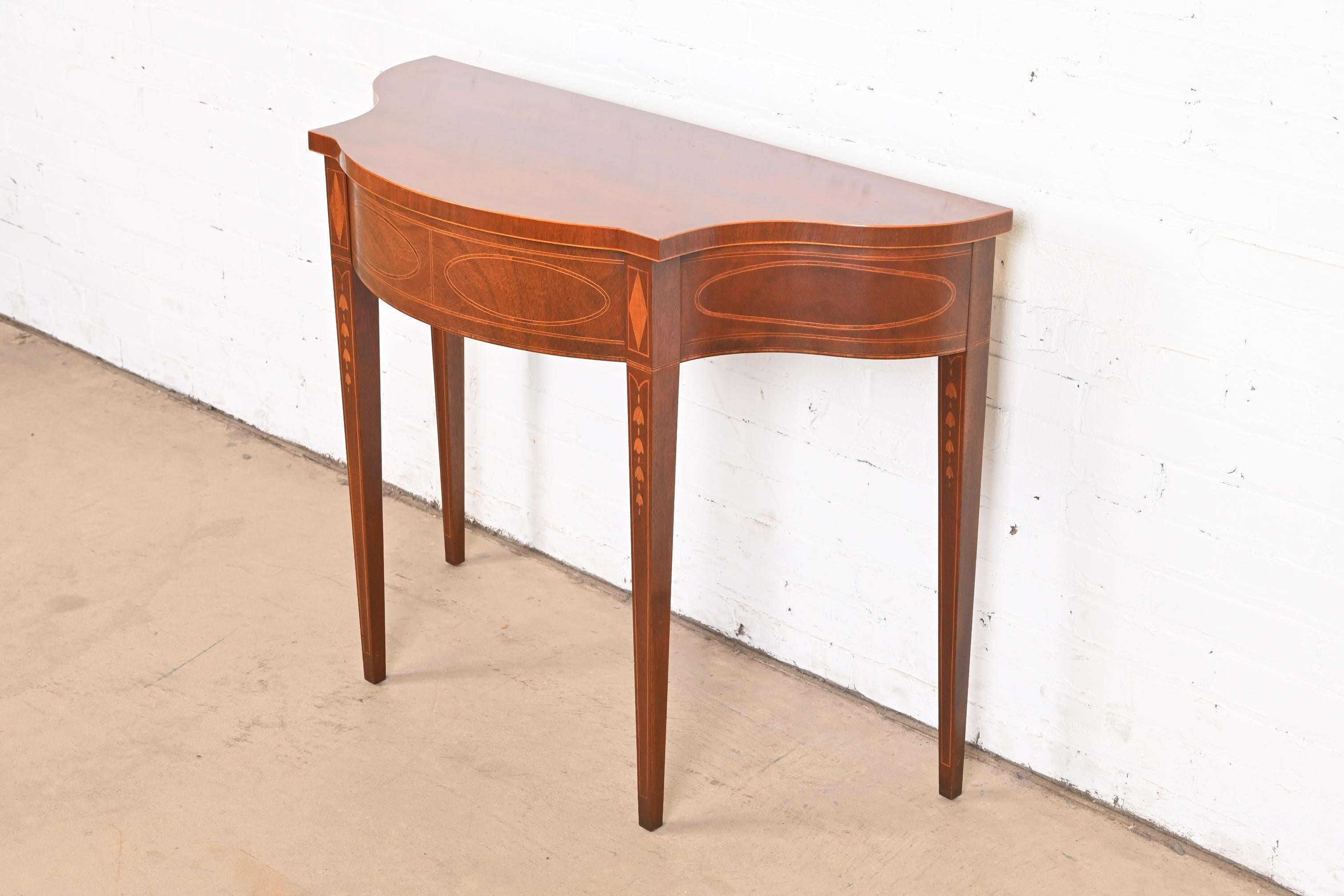 Baker Furniture Historic Charleston Federal Inlaid Mahogany Console Table In Good Condition For Sale In South Bend, IN