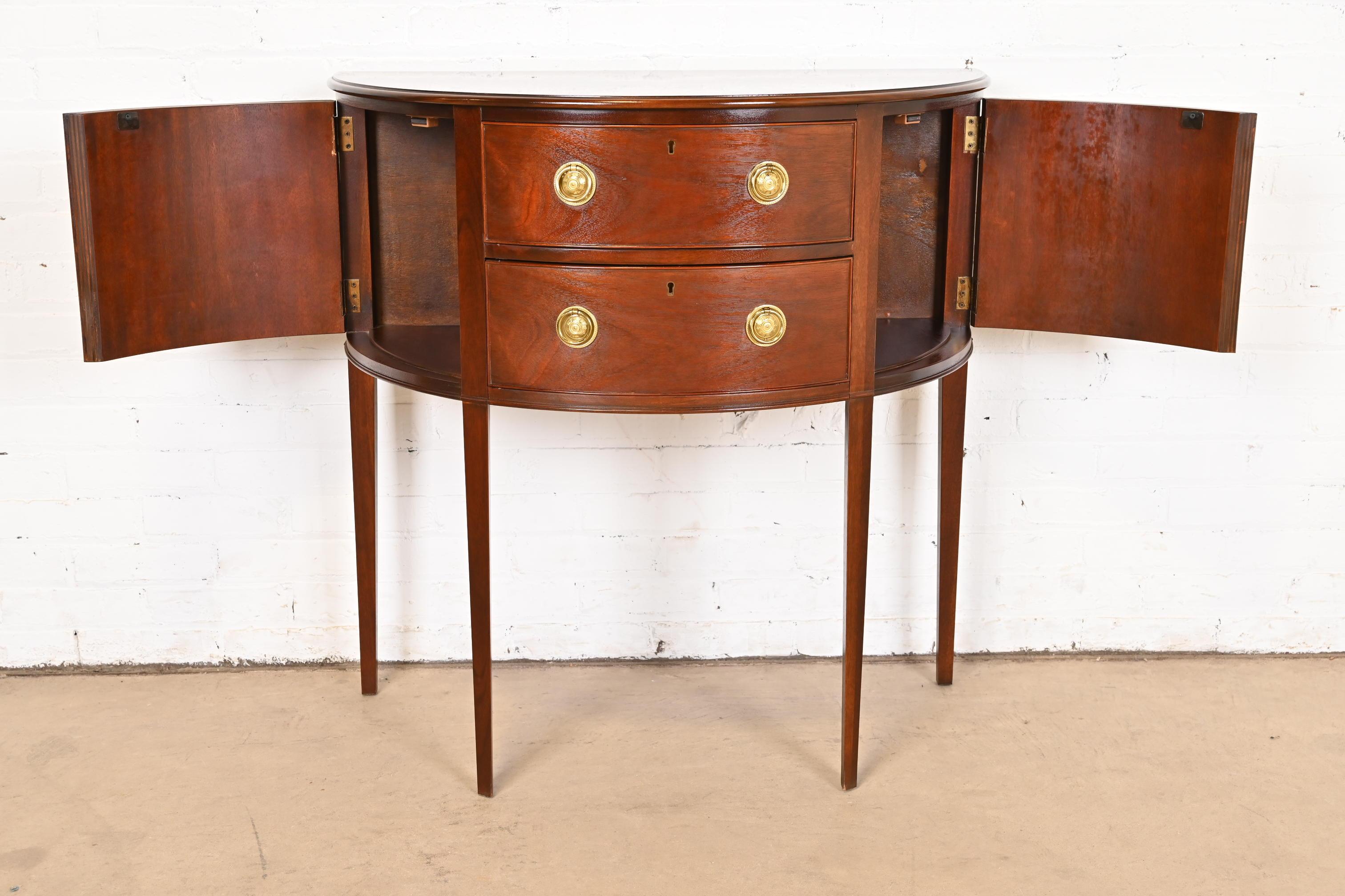 Baker Furniture Historic Charleston Federal Mahogany Demilune Cabinet For Sale 7