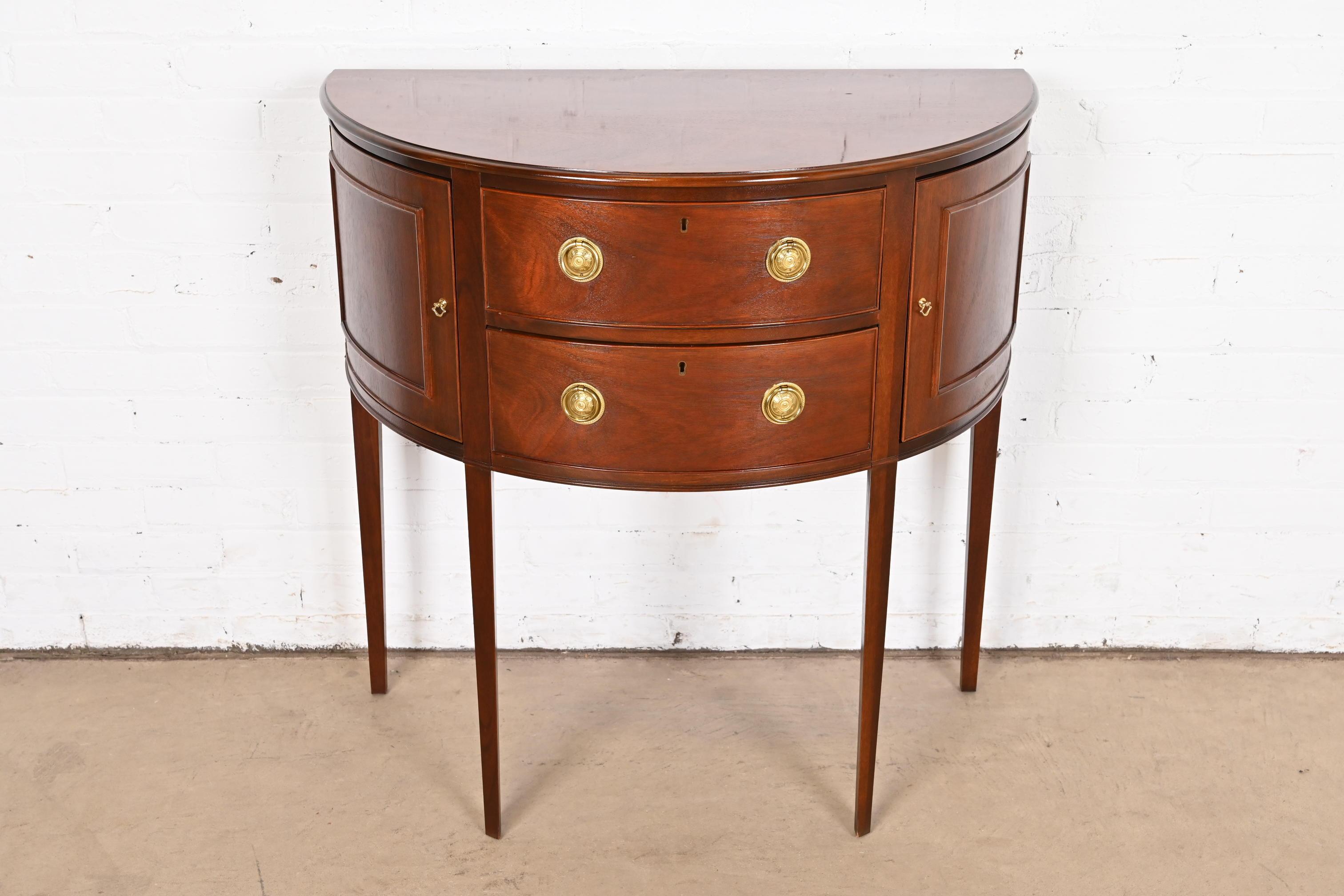 American Baker Furniture Historic Charleston Federal Mahogany Demilune Cabinet For Sale