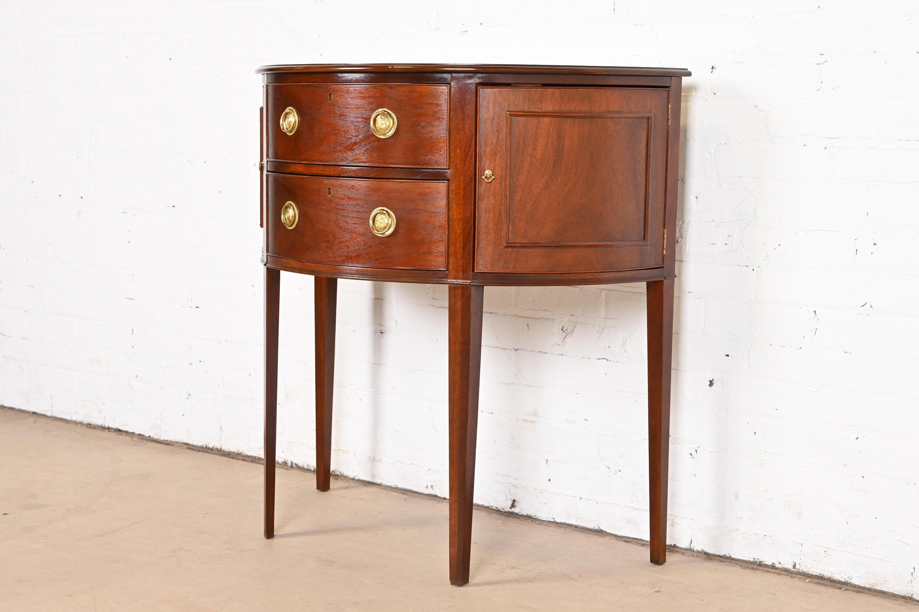 Baker Furniture Historic Charleston Federal Mahogany Demilune Cabinet In Good Condition For Sale In South Bend, IN