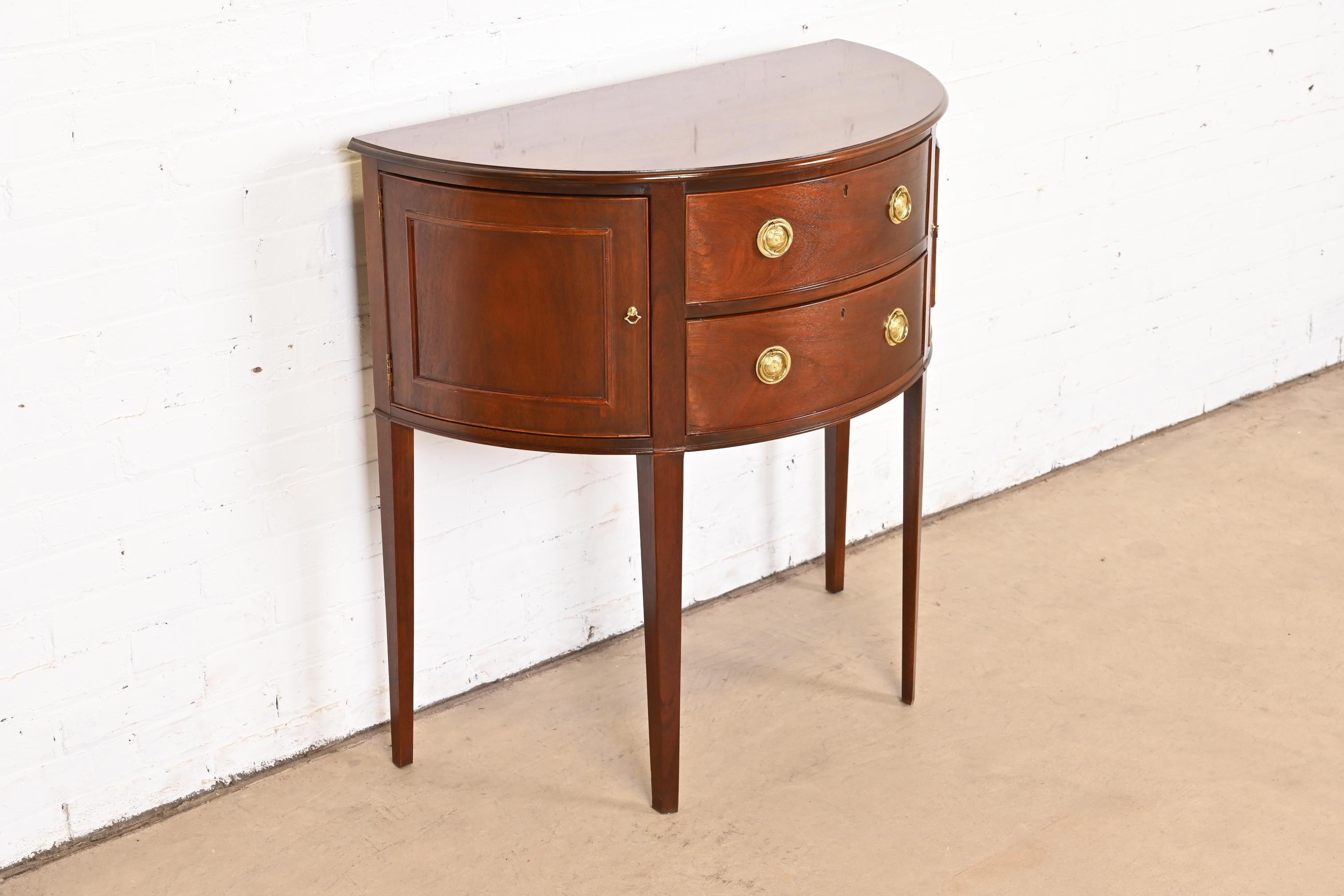 Baker Furniture Historic Charleston Federal Mahogany Demilune Cabinet For Sale 1