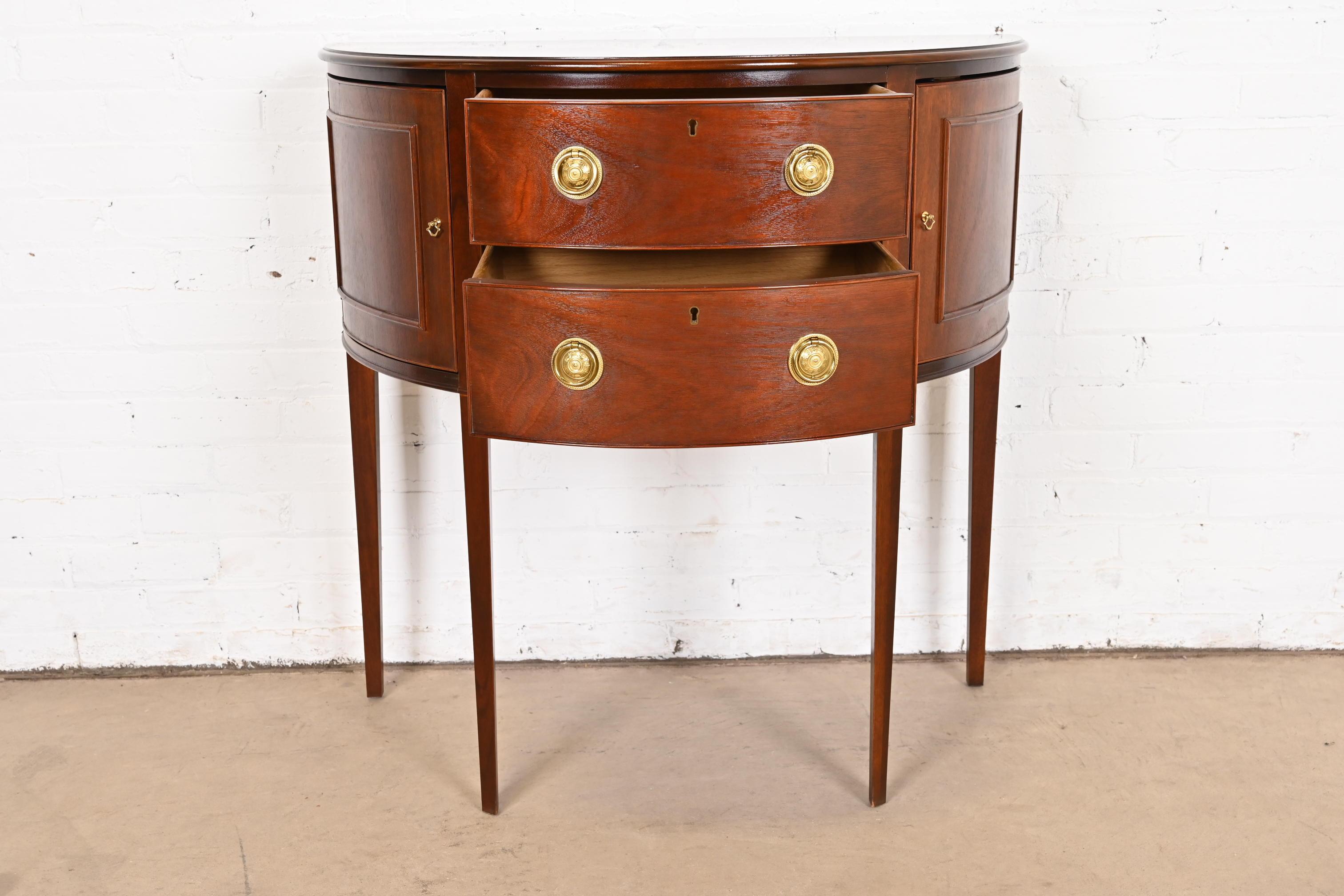 Baker Furniture Historic Charleston Federal Mahogany Demilune Cabinet For Sale 2