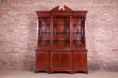 Baker Furniture Historic Charleston Flame Mahogany Breakfront Bookcase Cabinet