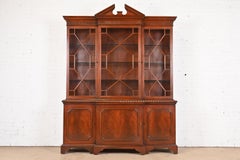Baker Furniture Historic Charleston Flame Mahogany Breakfront Bookcase Cabinet