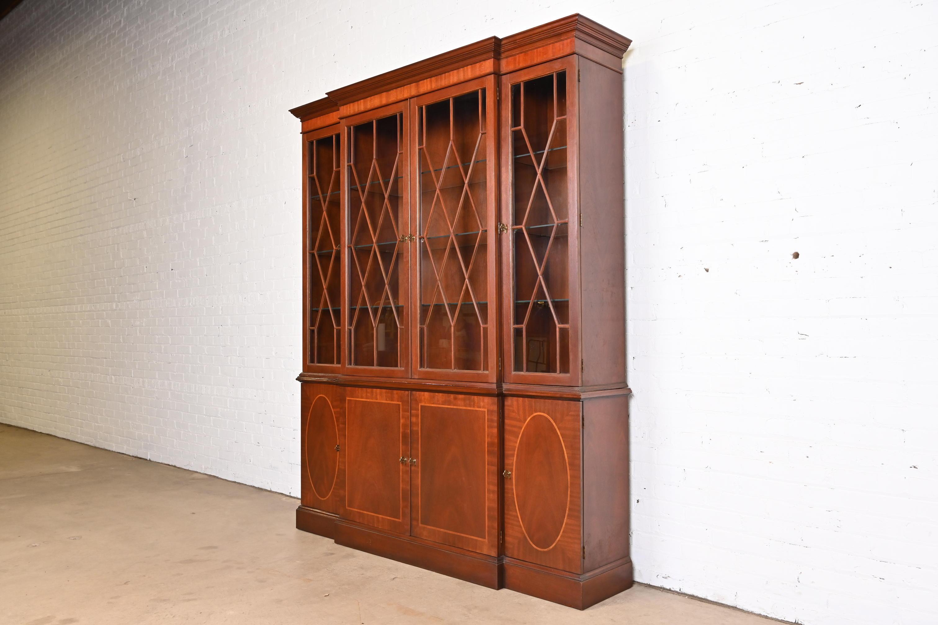 American Baker Furniture Historic Charleston Georgian Breakfront Bookcase Cabinet