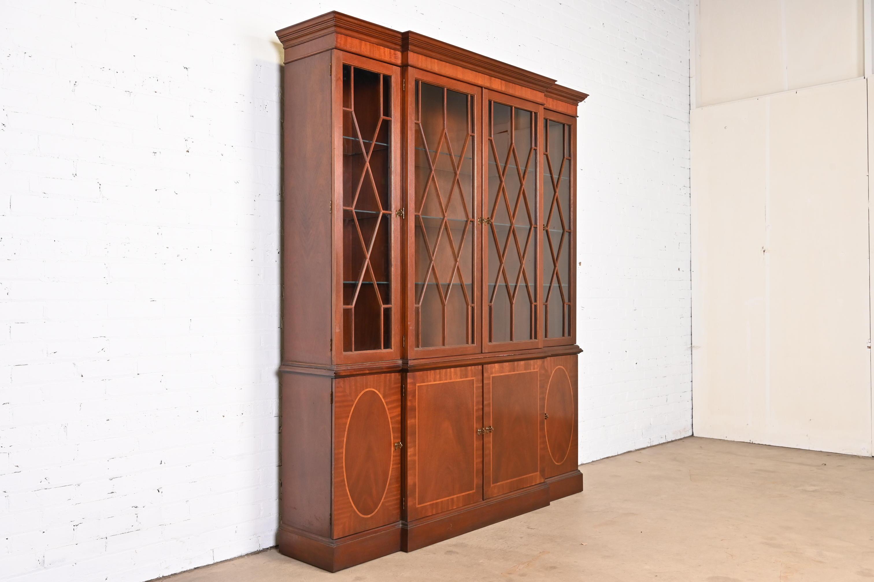 Brass Baker Furniture Historic Charleston Georgian Breakfront Bookcase Cabinet