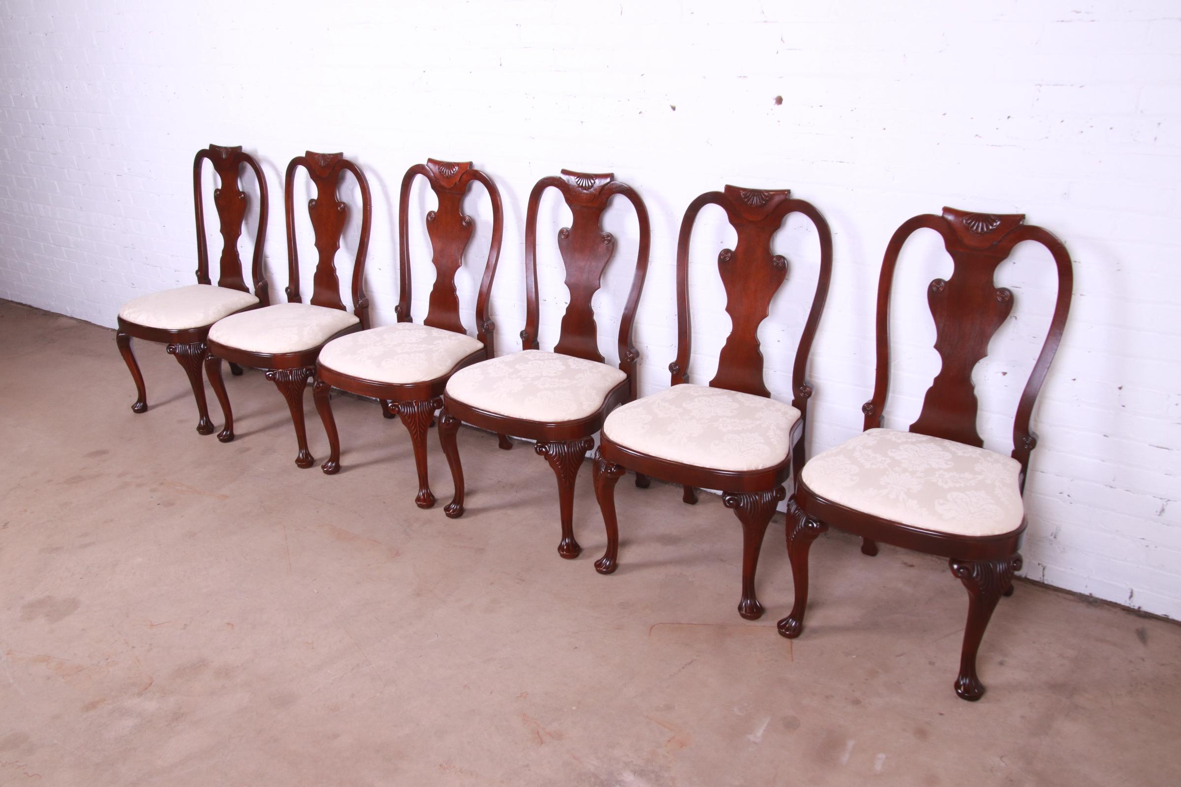 American Baker Furniture Historic Charleston Georgian Carved Mahogany Dining Chairs, Six