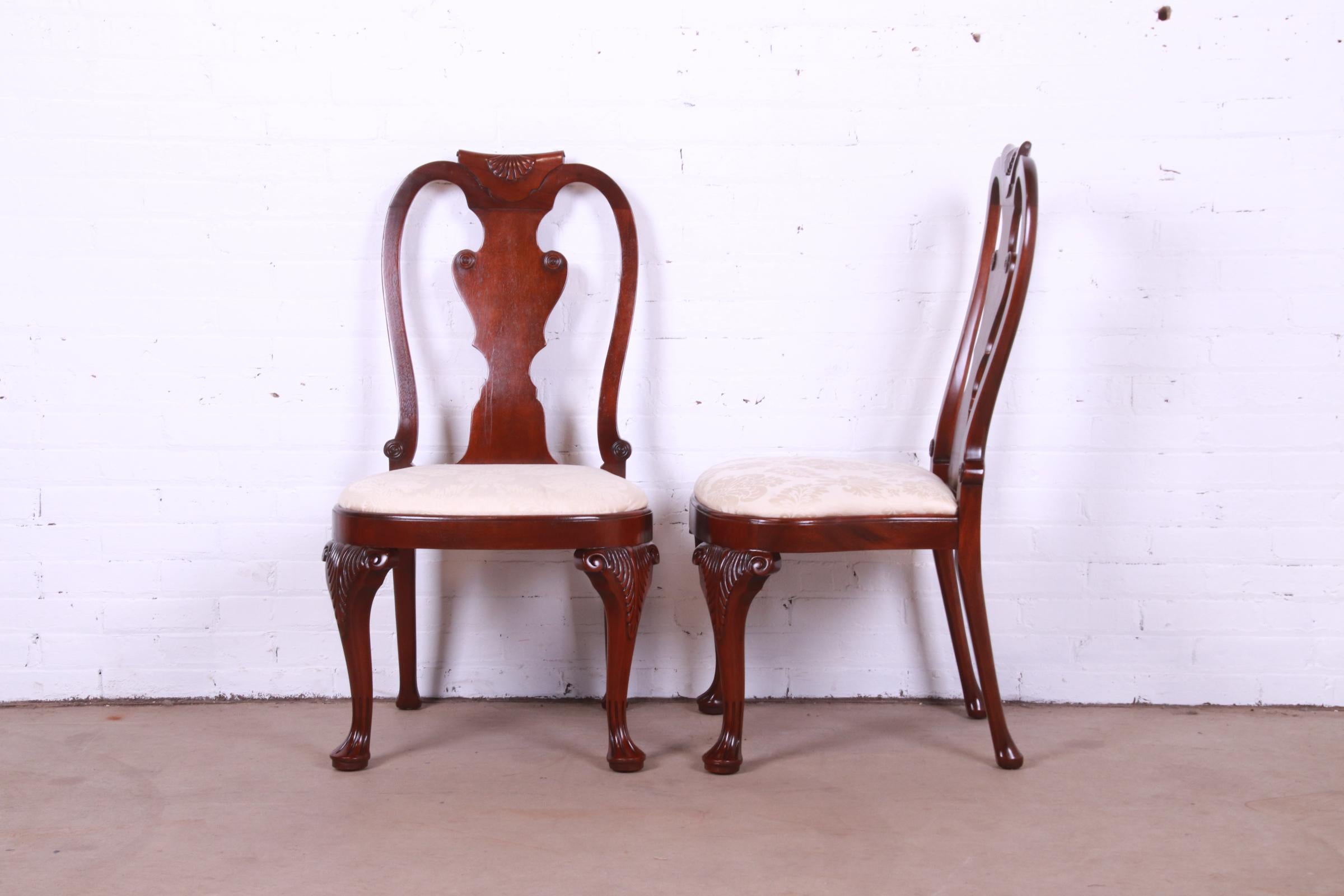 20th Century Baker Furniture Historic Charleston Georgian Carved Mahogany Dining Chairs, Six