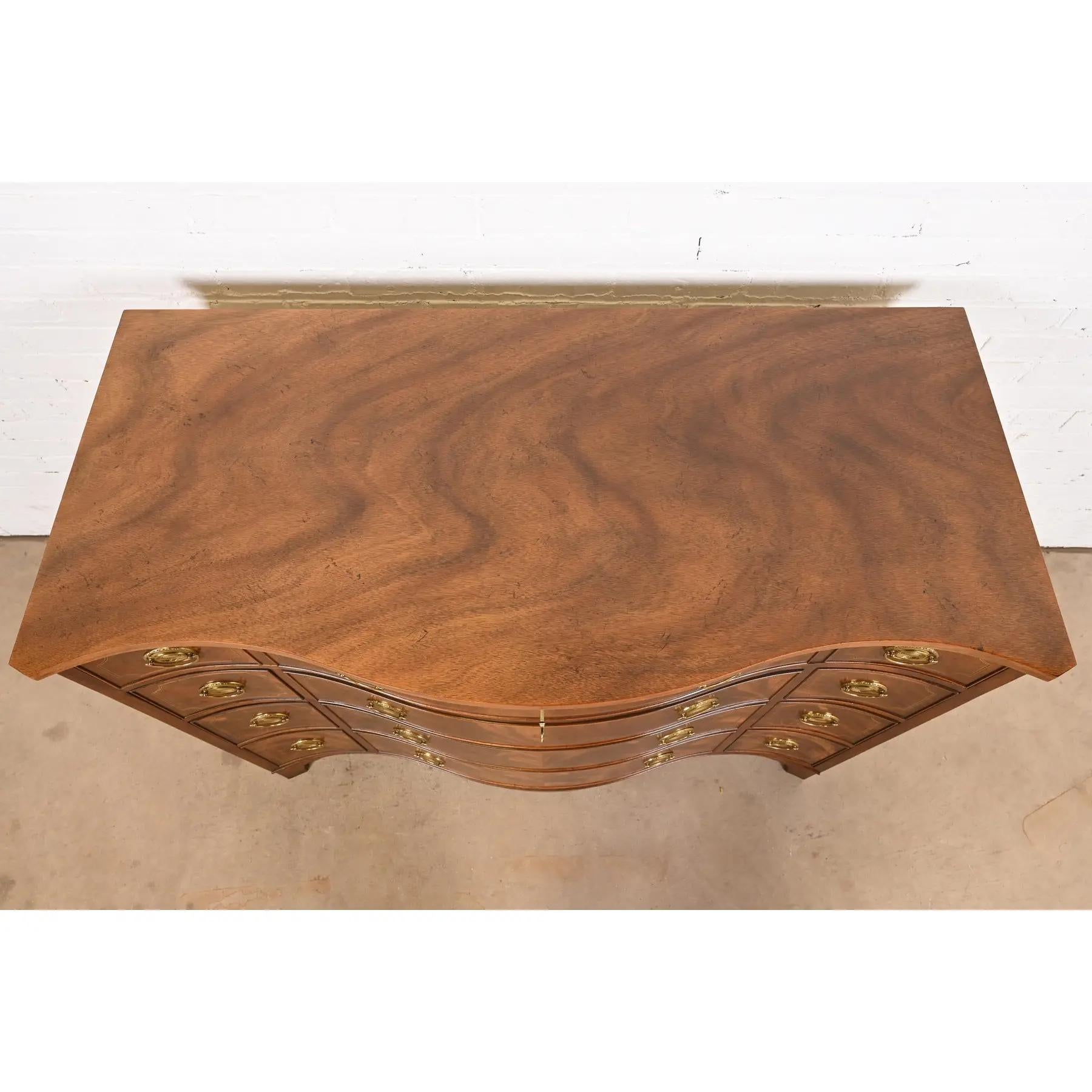 Baker Furniture Historic Charleston Georgian Inlaid Flame Mahogany Dresser Chest 3