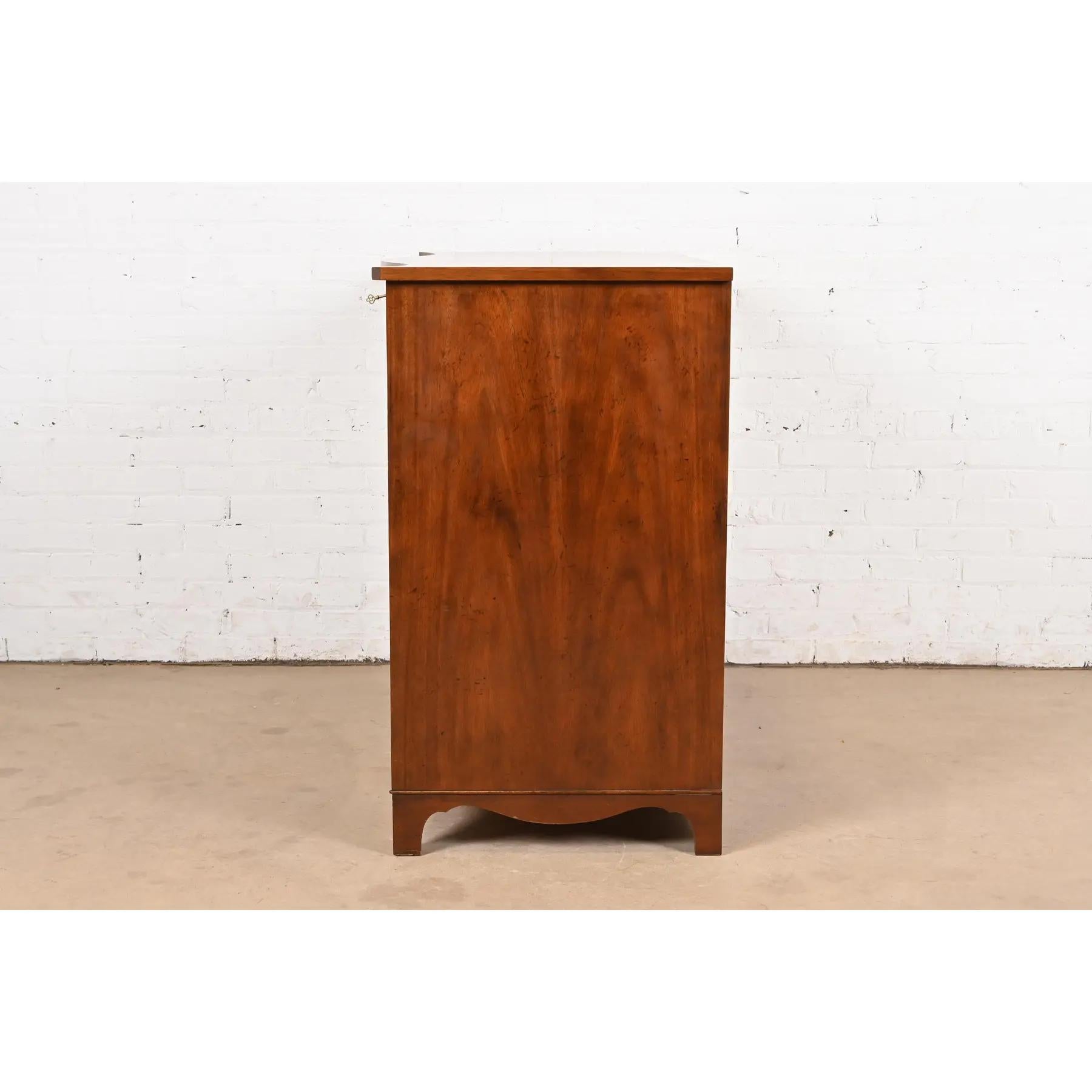 Baker Furniture Historic Charleston Georgian Inlaid Flame Mahogany Dresser Chest 4