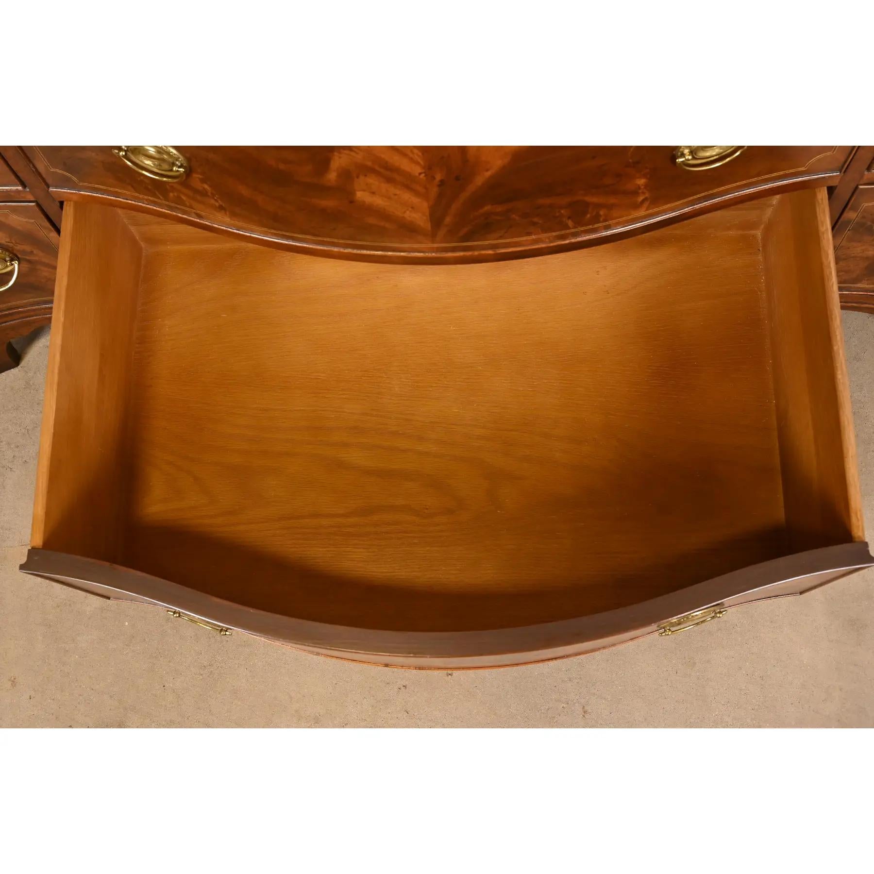 Brass Baker Furniture Historic Charleston Georgian Inlaid Flame Mahogany Dresser Chest