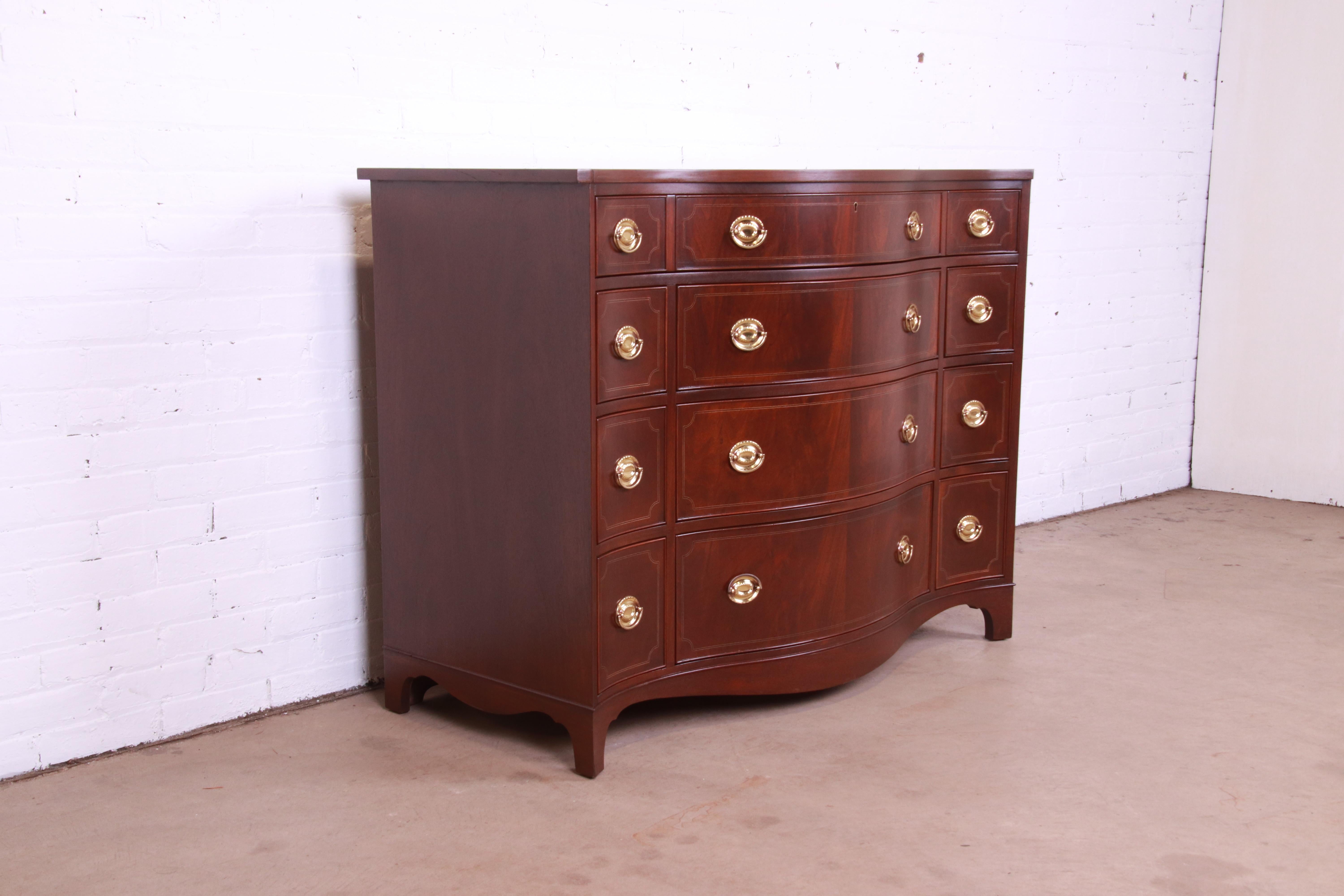 Baker Furniture Historic Charleston Georgian Inlaid Mahogany Dresser Chest In Good Condition In South Bend, IN
