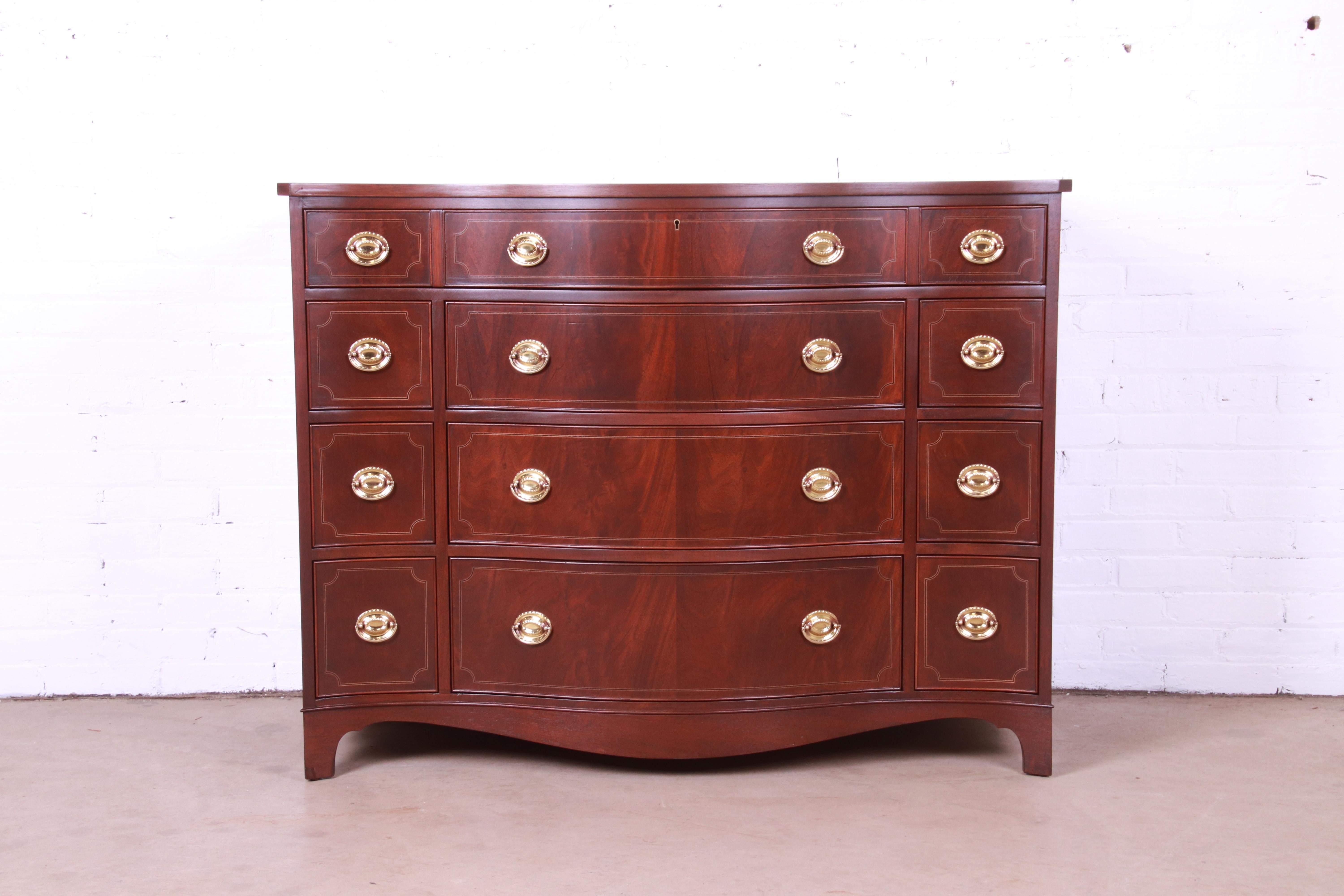 Brass Baker Furniture Historic Charleston Georgian Inlaid Mahogany Dresser Chest