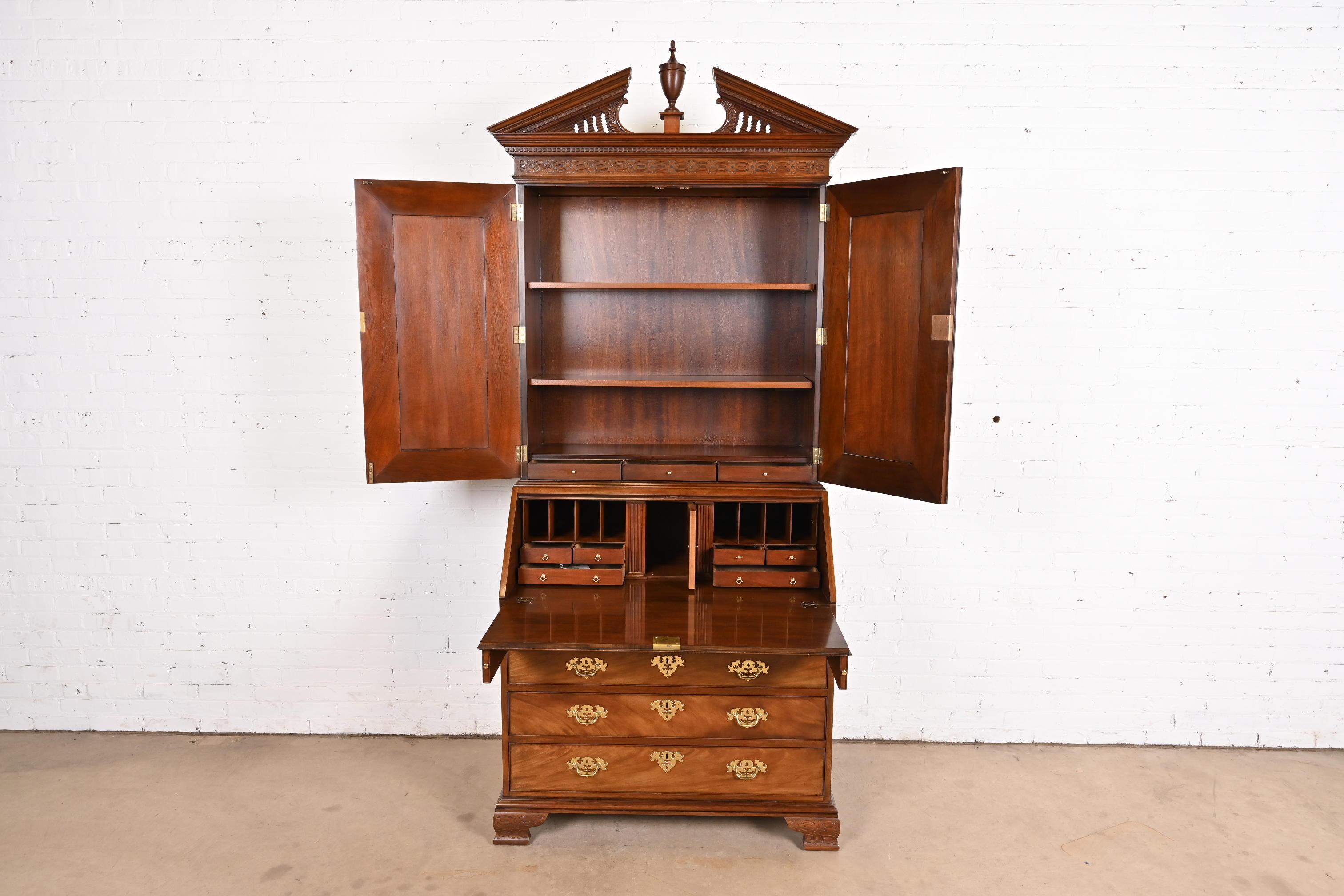 Brass Baker Furniture Historic Charleston Georgian Mahogany Drop Front Secretary Desk