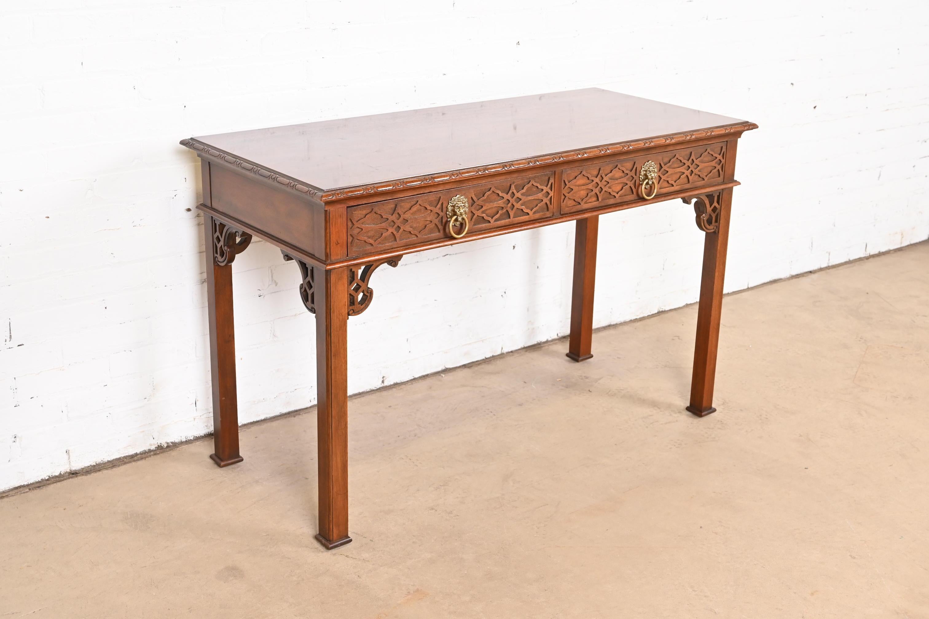 Brass Baker Furniture Historic Charleston Georgian Mahogany Writing Desk or Console