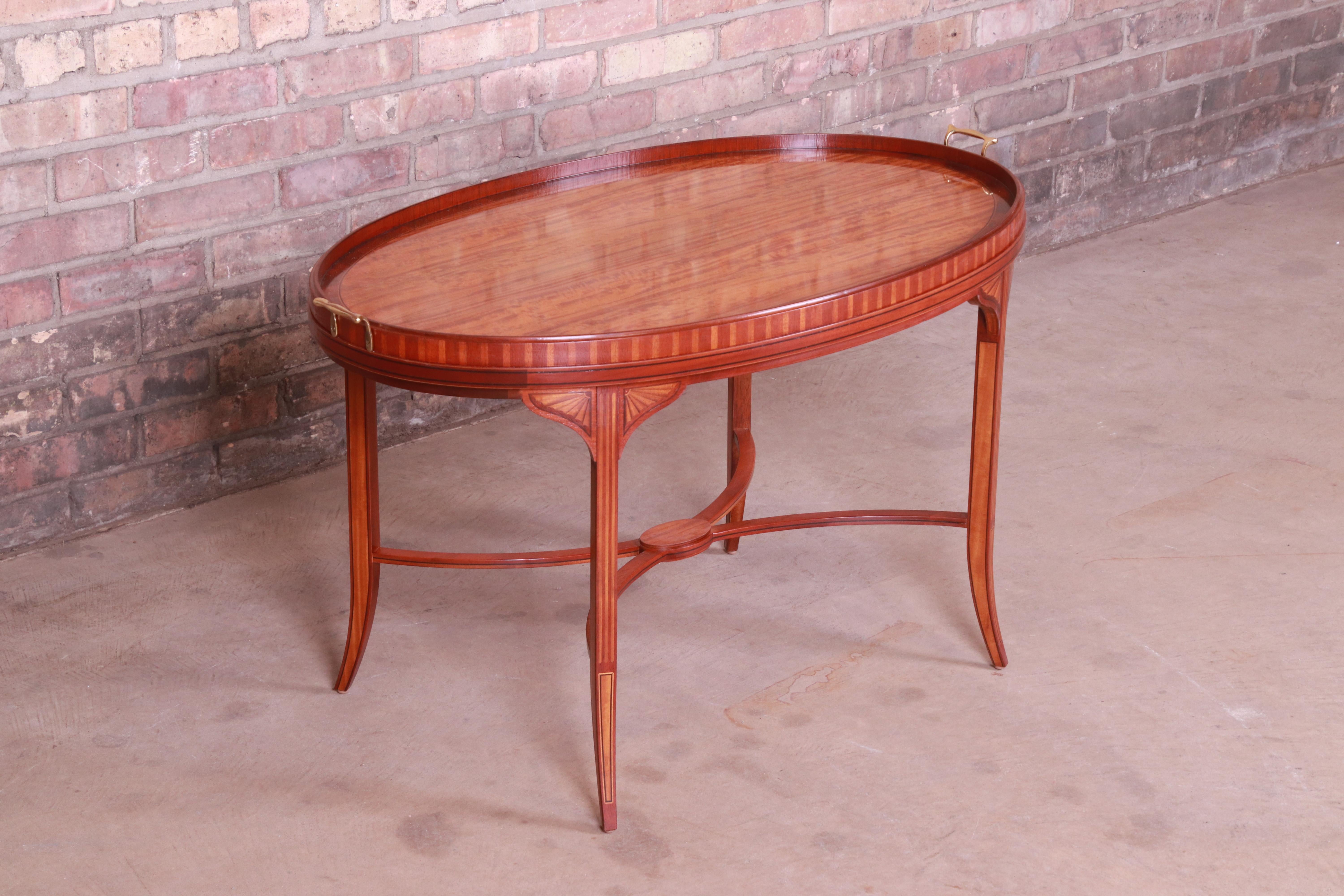 American Baker Furniture Historic Charleston Inlaid Mahogany and Satinwood Coffee Table For Sale