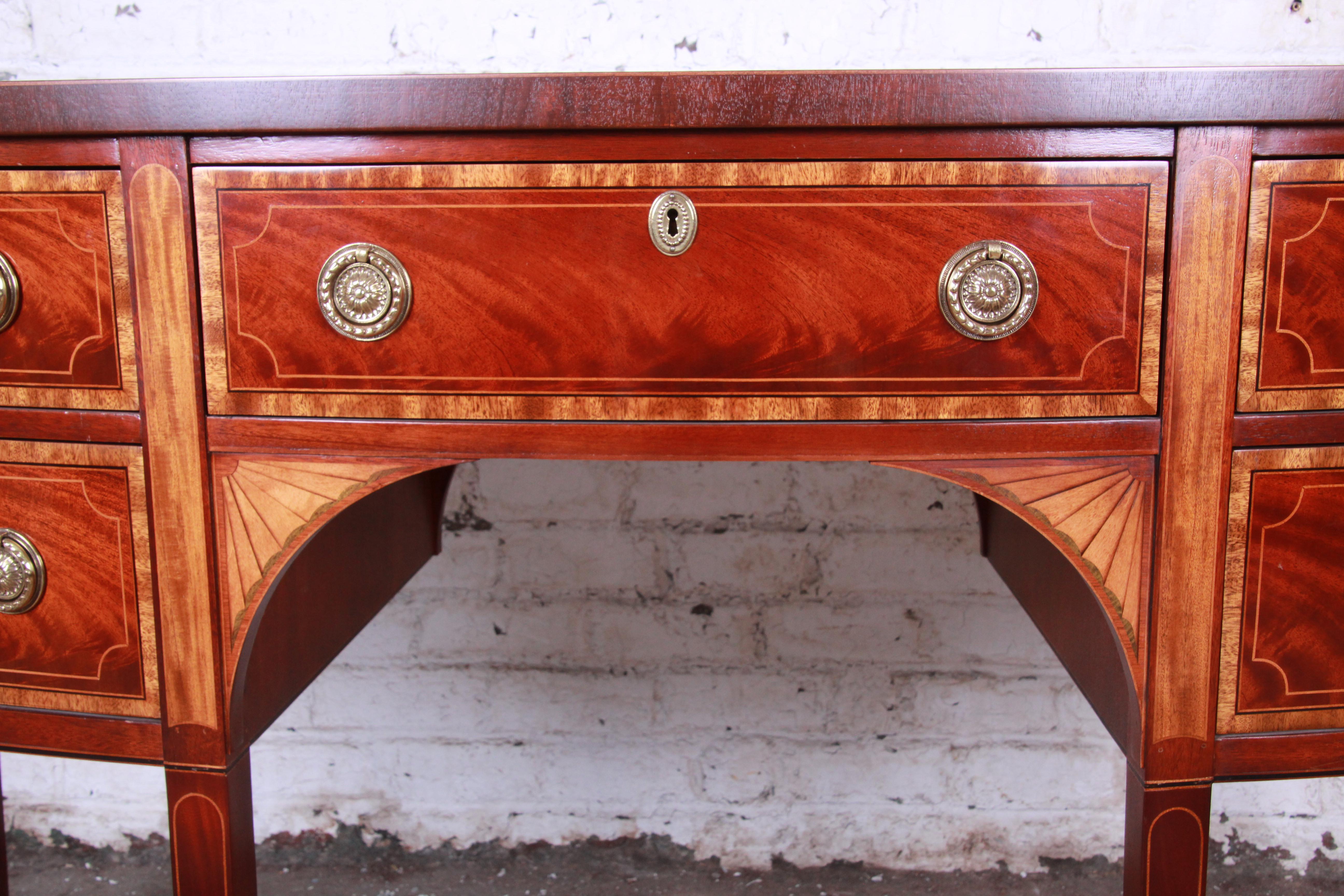 British Colonial Baker Furniture Historic Charleston Inlaid Satinwood and Mahogany Sideboard