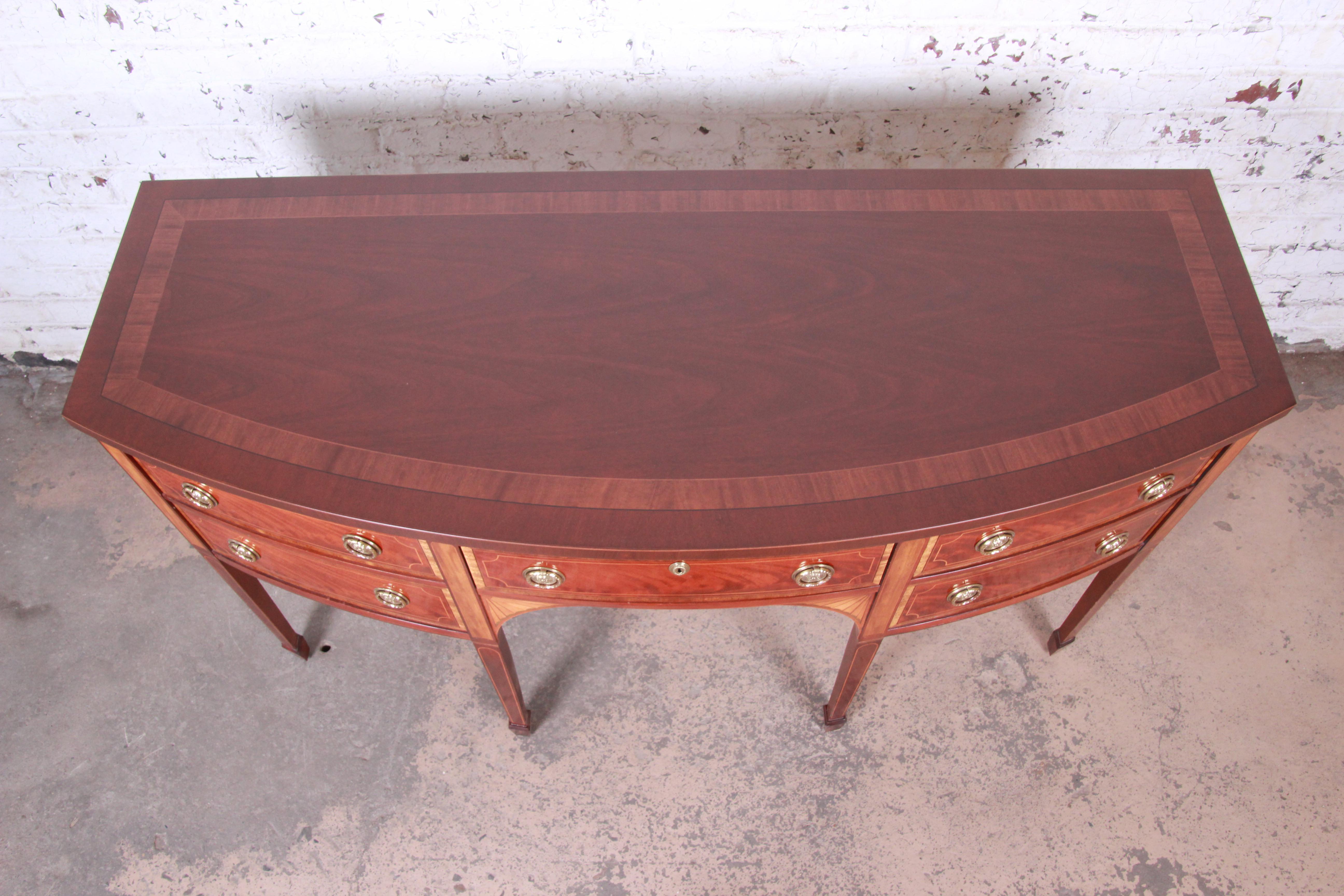 Baker Furniture Historic Charleston Inlaid Satinwood and Mahogany Sideboard In Good Condition In South Bend, IN