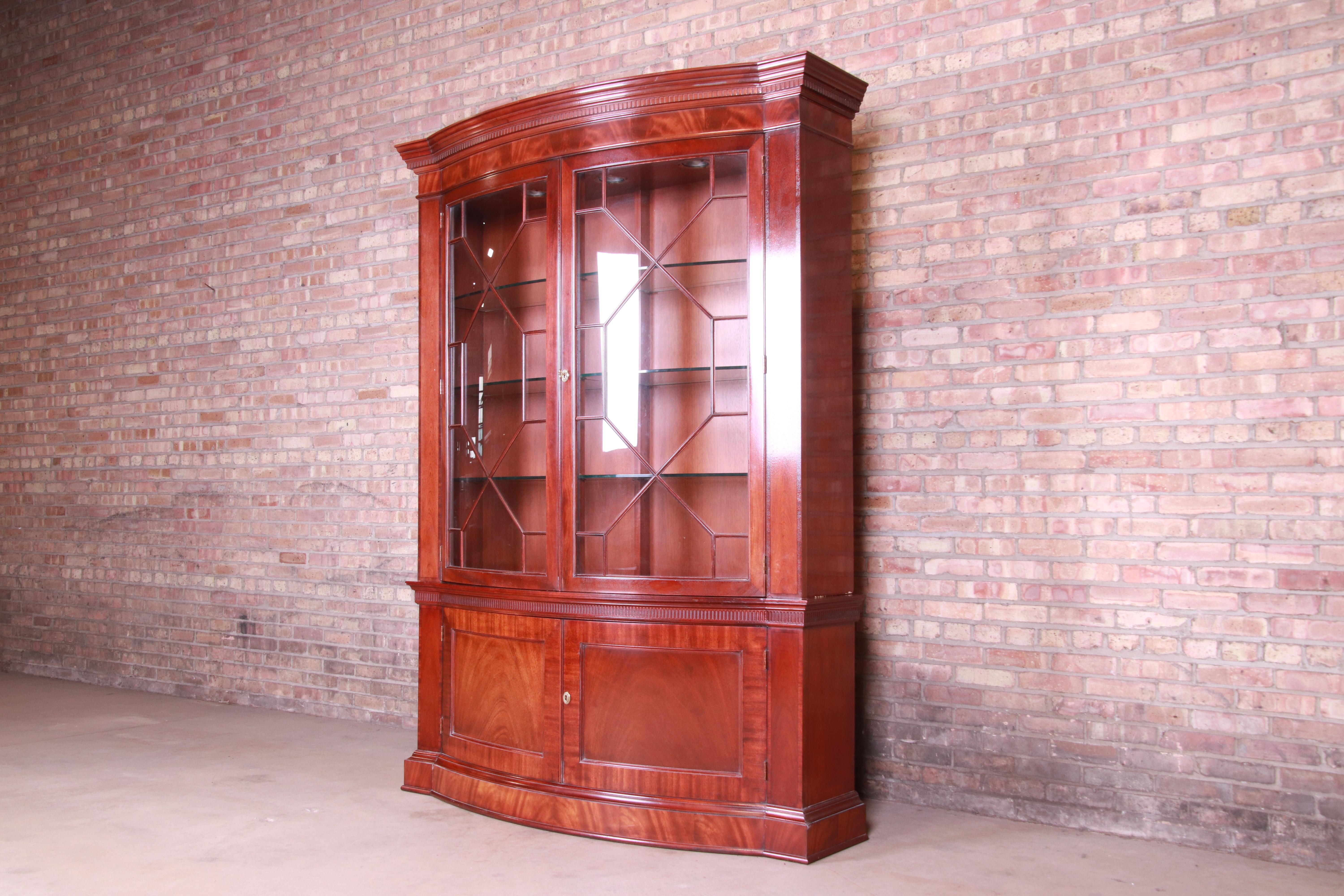 Georgian Baker Furniture Historic Charleston Mahogany Breakfront Bookcase or Bar Cabinet