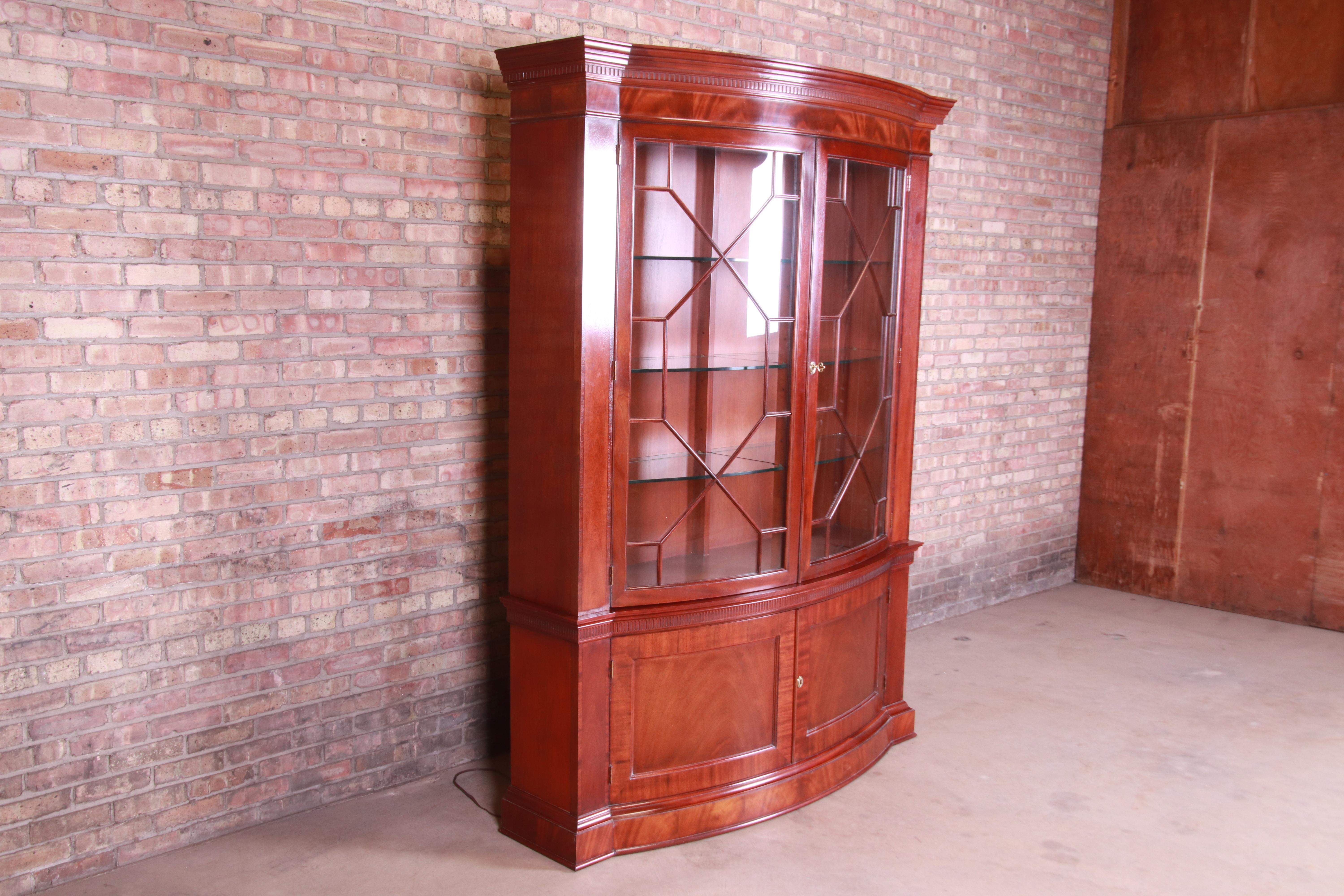 American Baker Furniture Historic Charleston Mahogany Breakfront Bookcase or Bar Cabinet