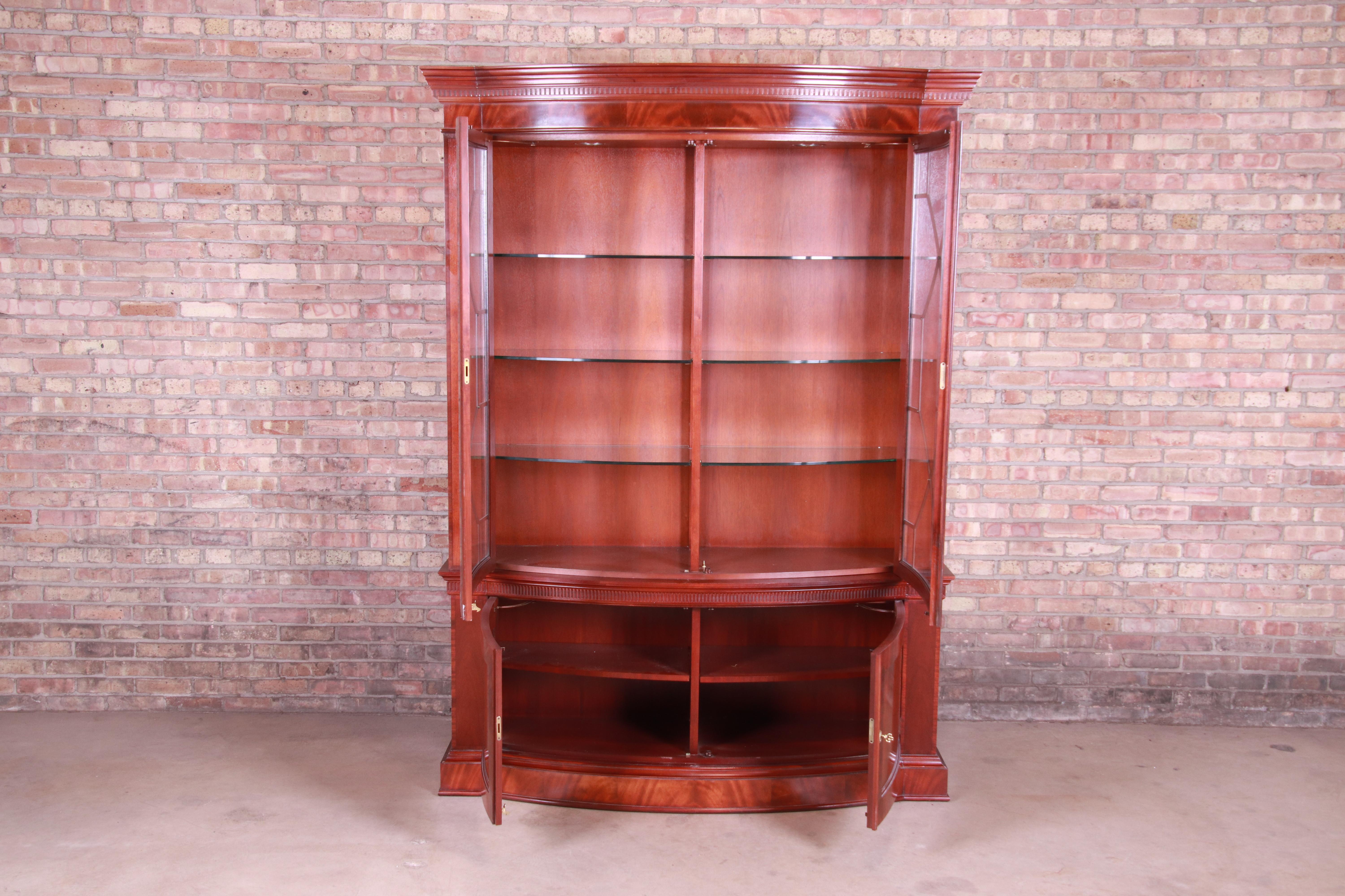 20th Century Baker Furniture Historic Charleston Mahogany Breakfront Bookcase or Bar Cabinet