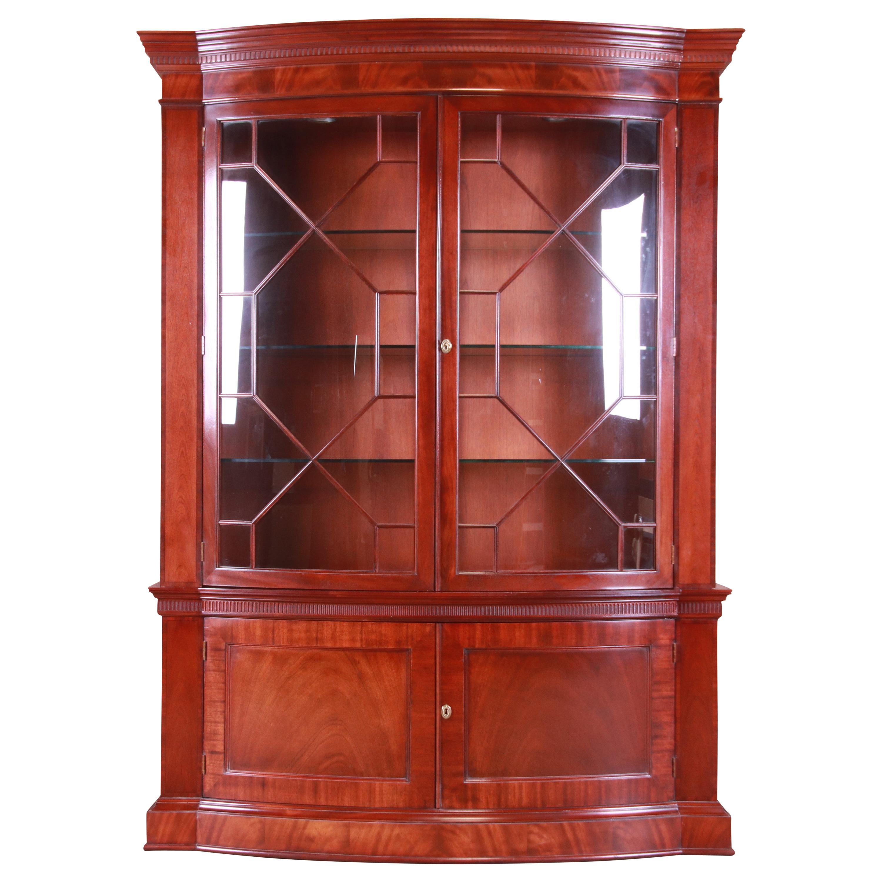 Baker Furniture Historic Charleston Mahogany Breakfront Bookcase or Bar Cabinet