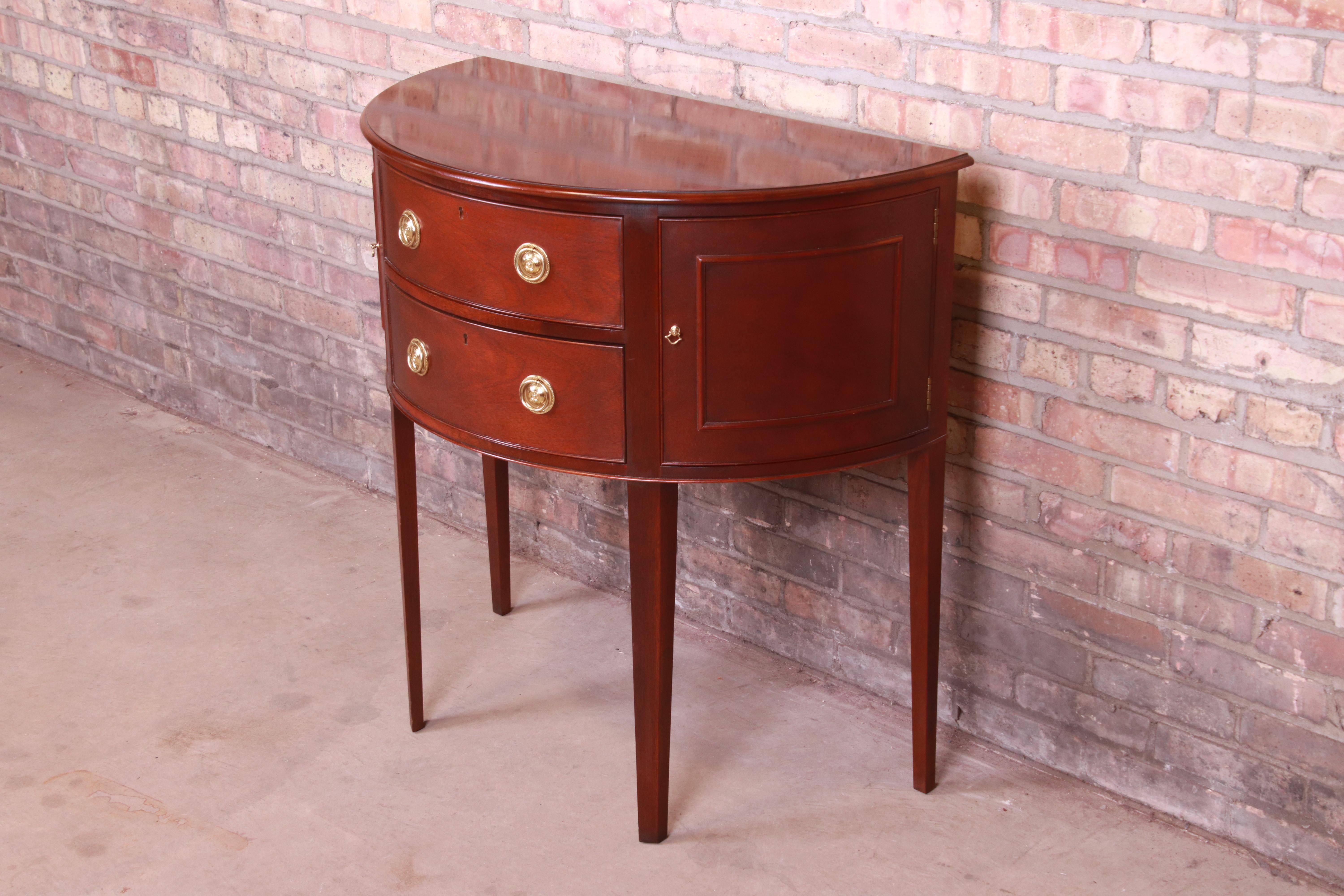 Federal Baker Furniture Historic Charleston Mahogany Demilune Cabinet or Sideboard