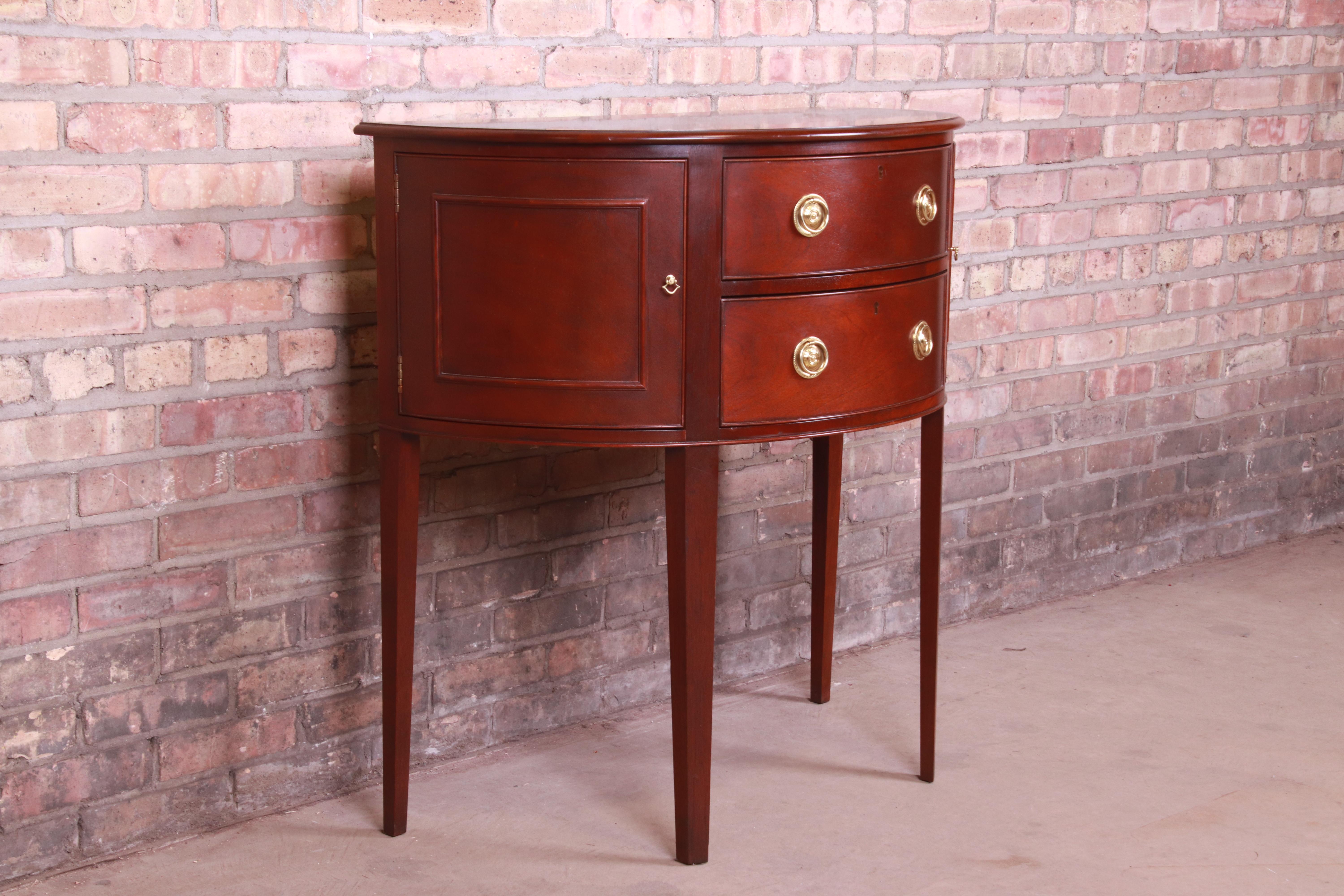 20th Century Baker Furniture Historic Charleston Mahogany Demilune Cabinet or Sideboard