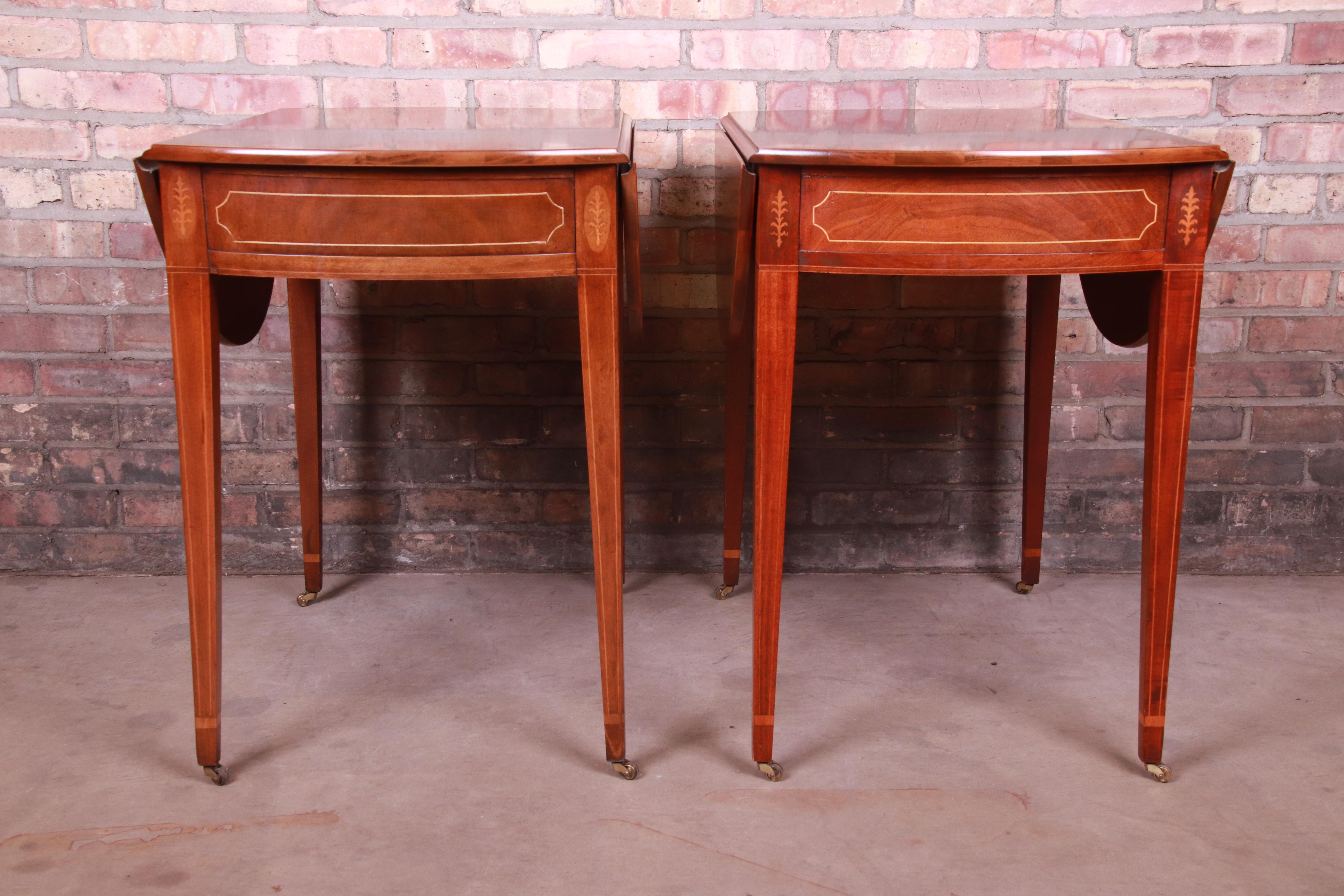 Baker Furniture Historic Charleston Mahogany Pembroke Tea Tables, Pair 6