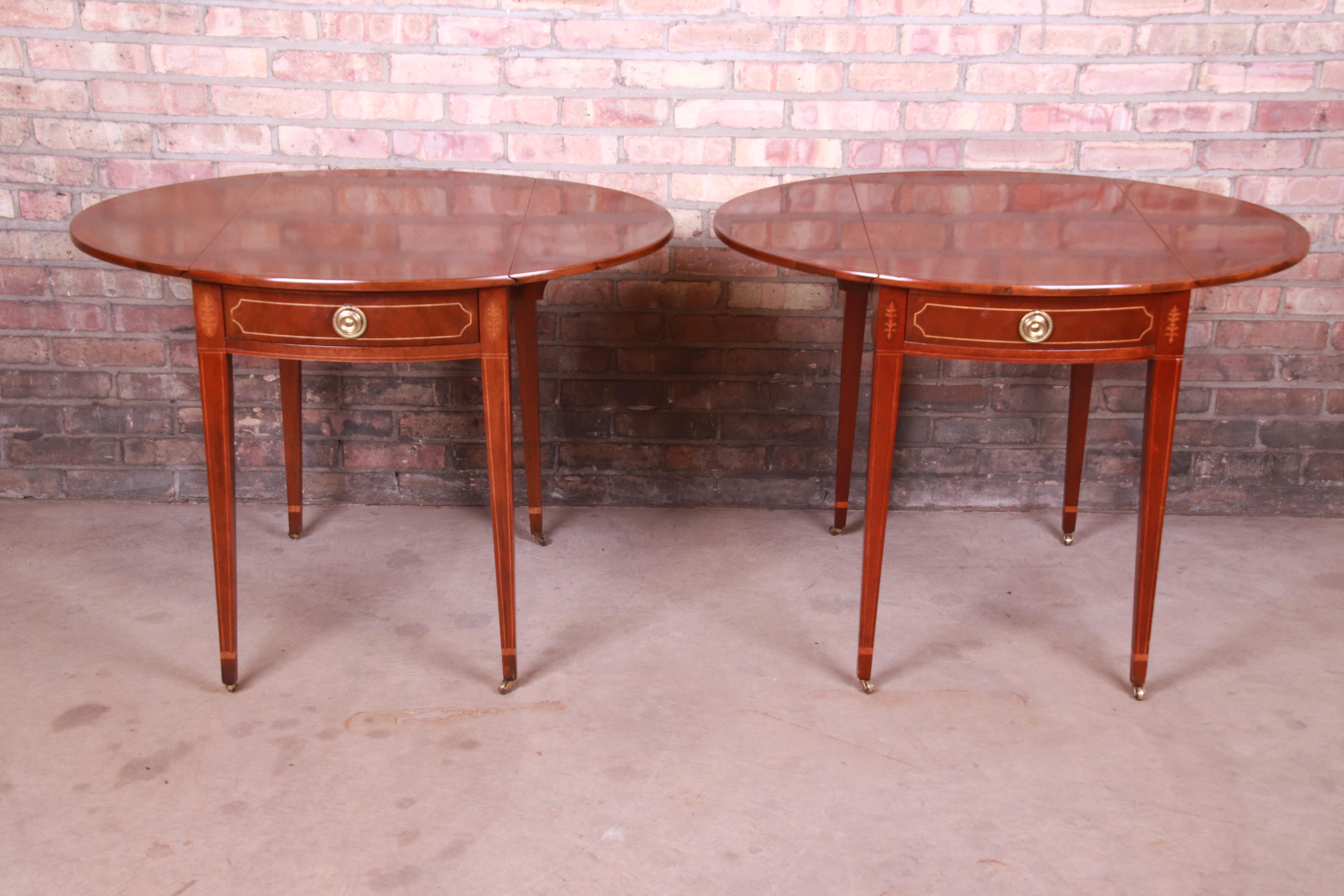 Baker Furniture Historic Charleston Mahogany Pembroke Tea Tables, Pair 7