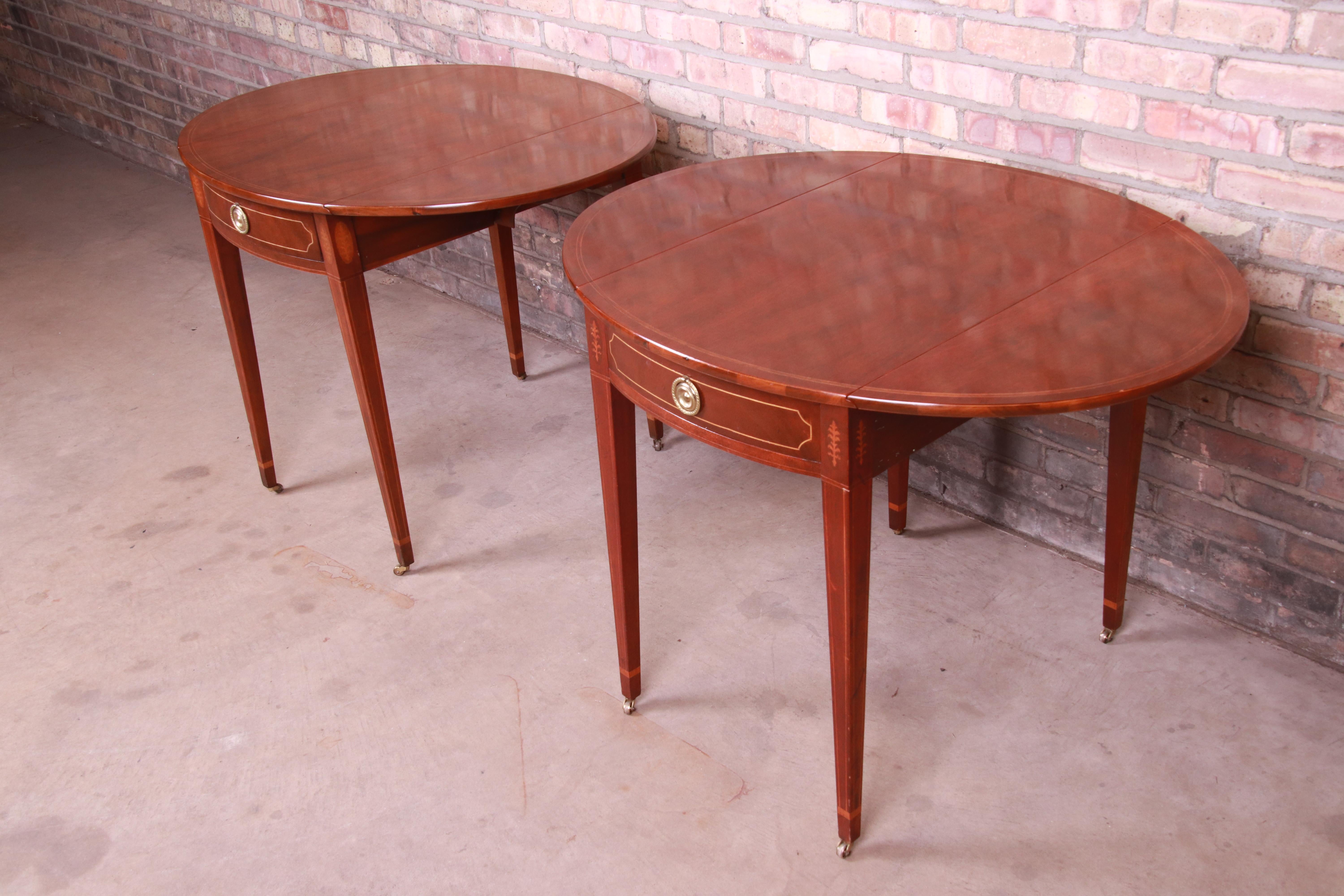 Baker Furniture Historic Charleston Mahogany Pembroke Tea Tables, Pair 9