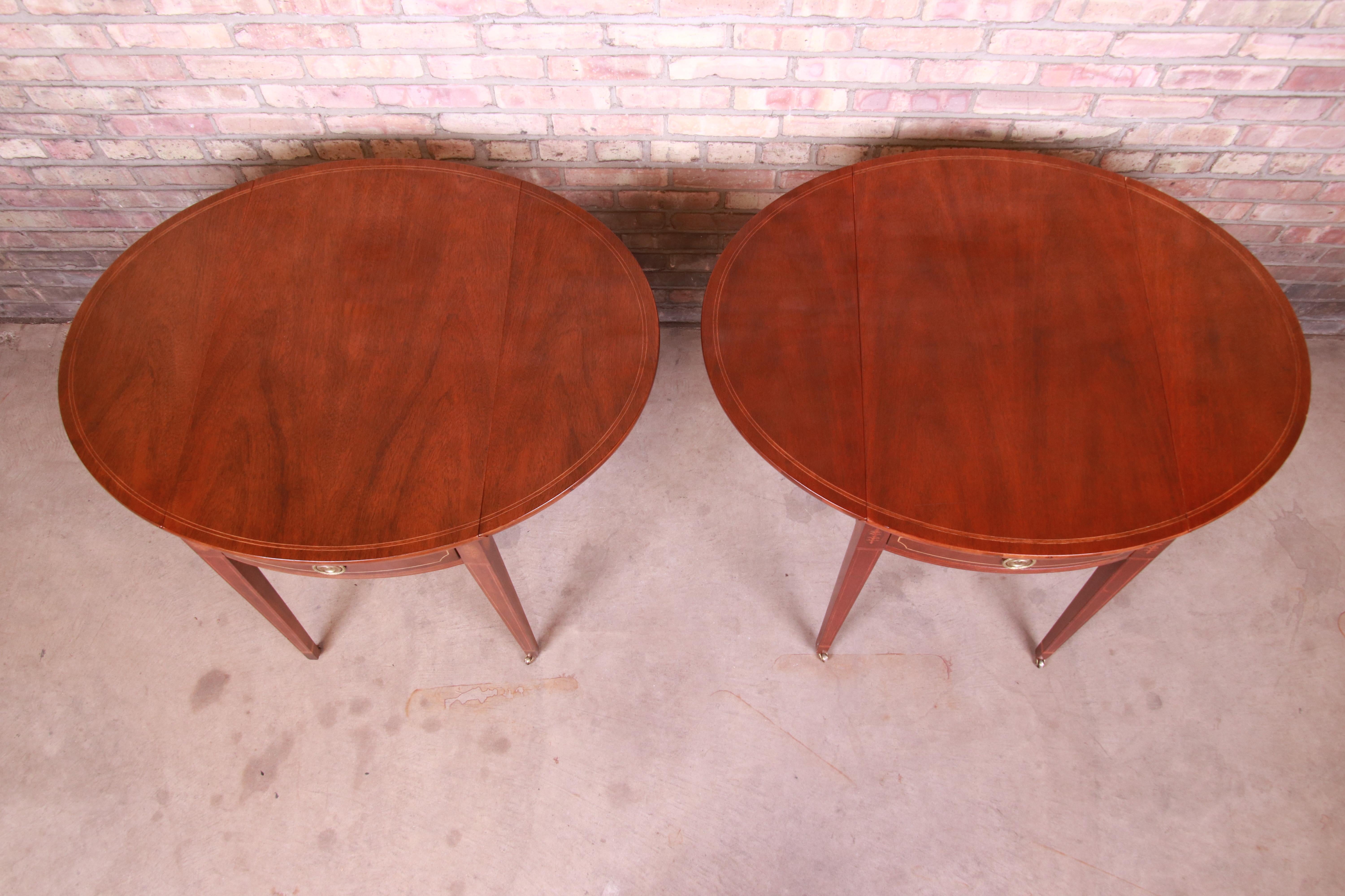 Baker Furniture Historic Charleston Mahogany Pembroke Tea Tables, Pair 10