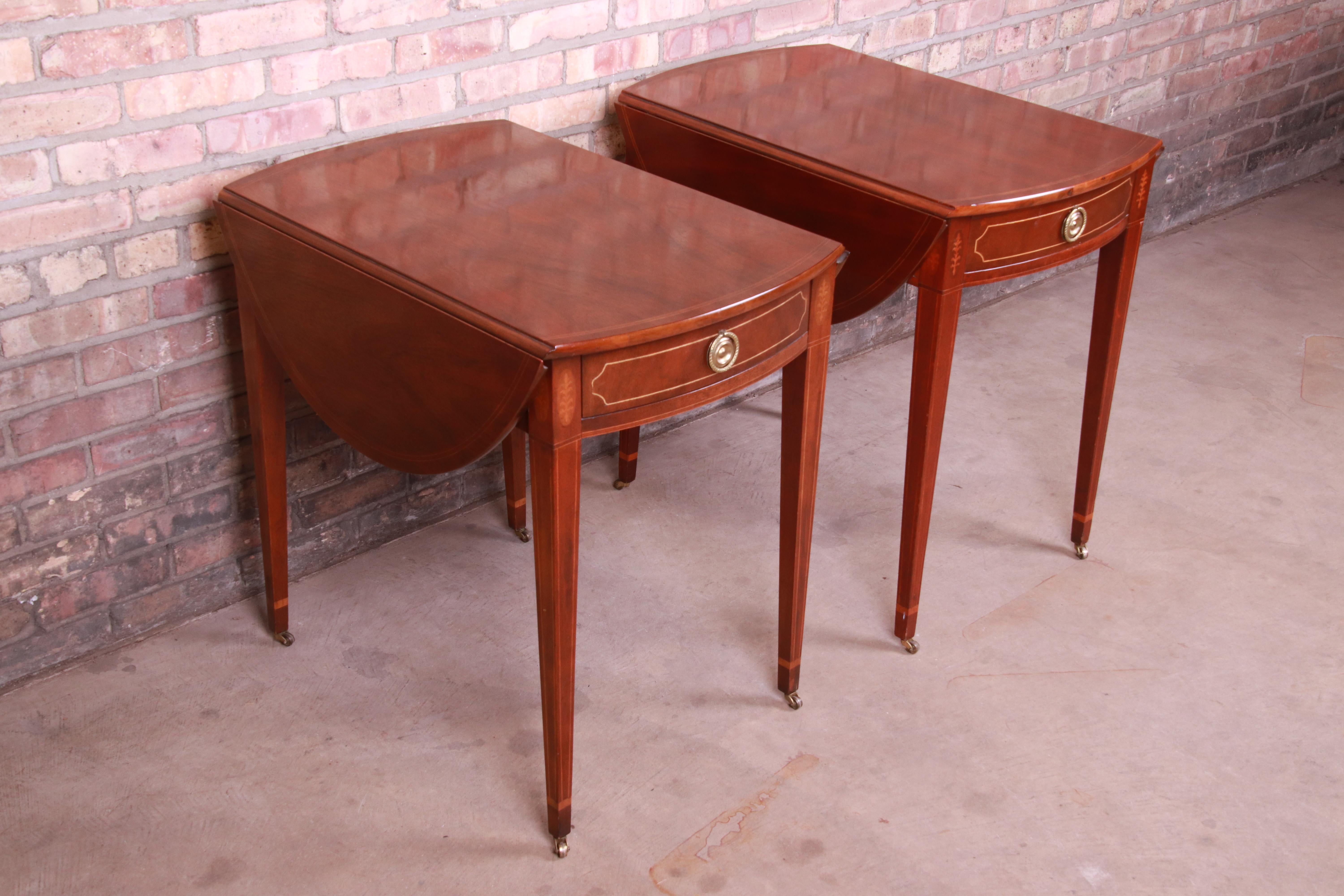 American Baker Furniture Historic Charleston Mahogany Pembroke Tea Tables, Pair