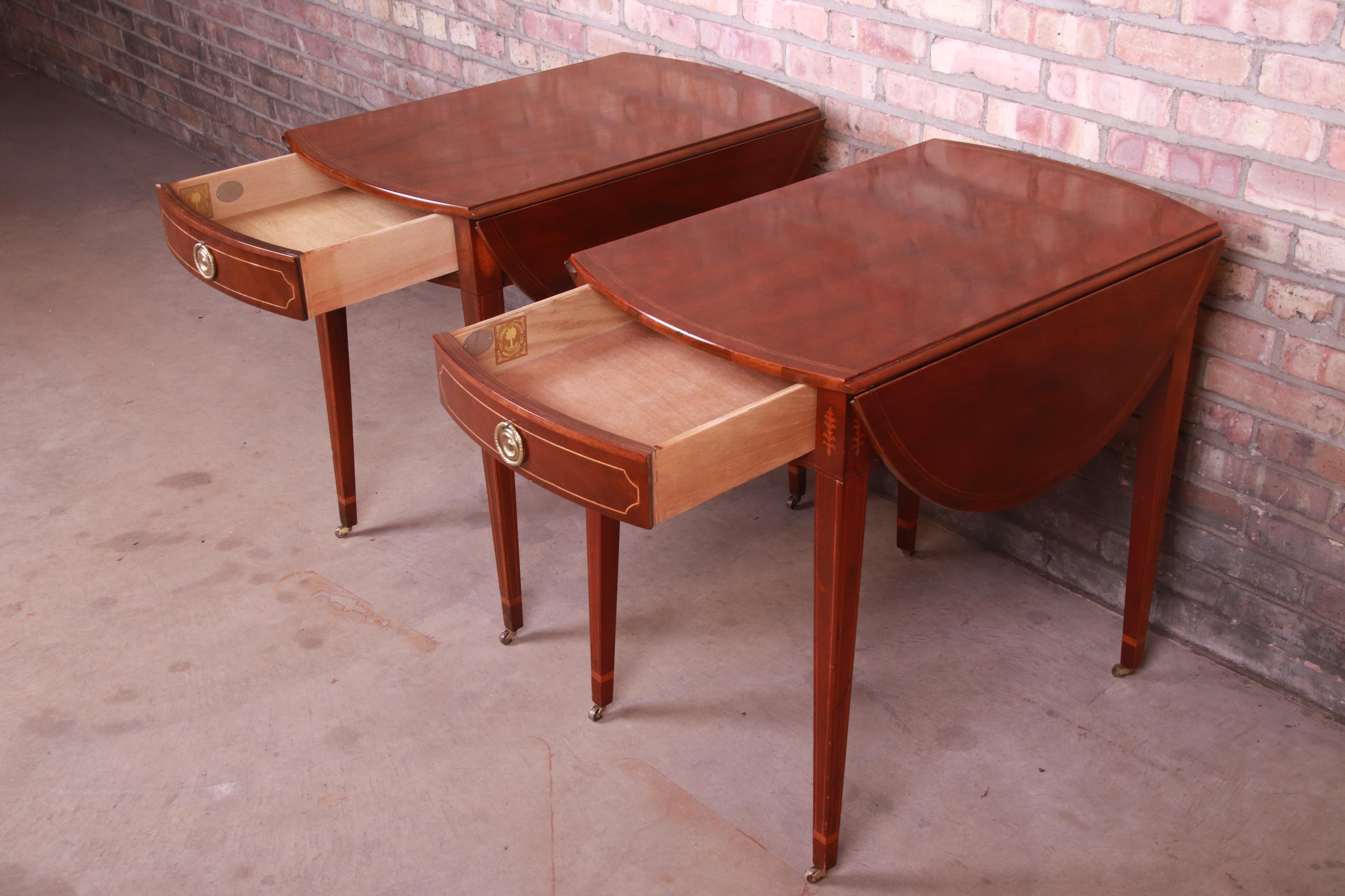Baker Furniture Historic Charleston Mahogany Pembroke Tea Tables, Pair 1