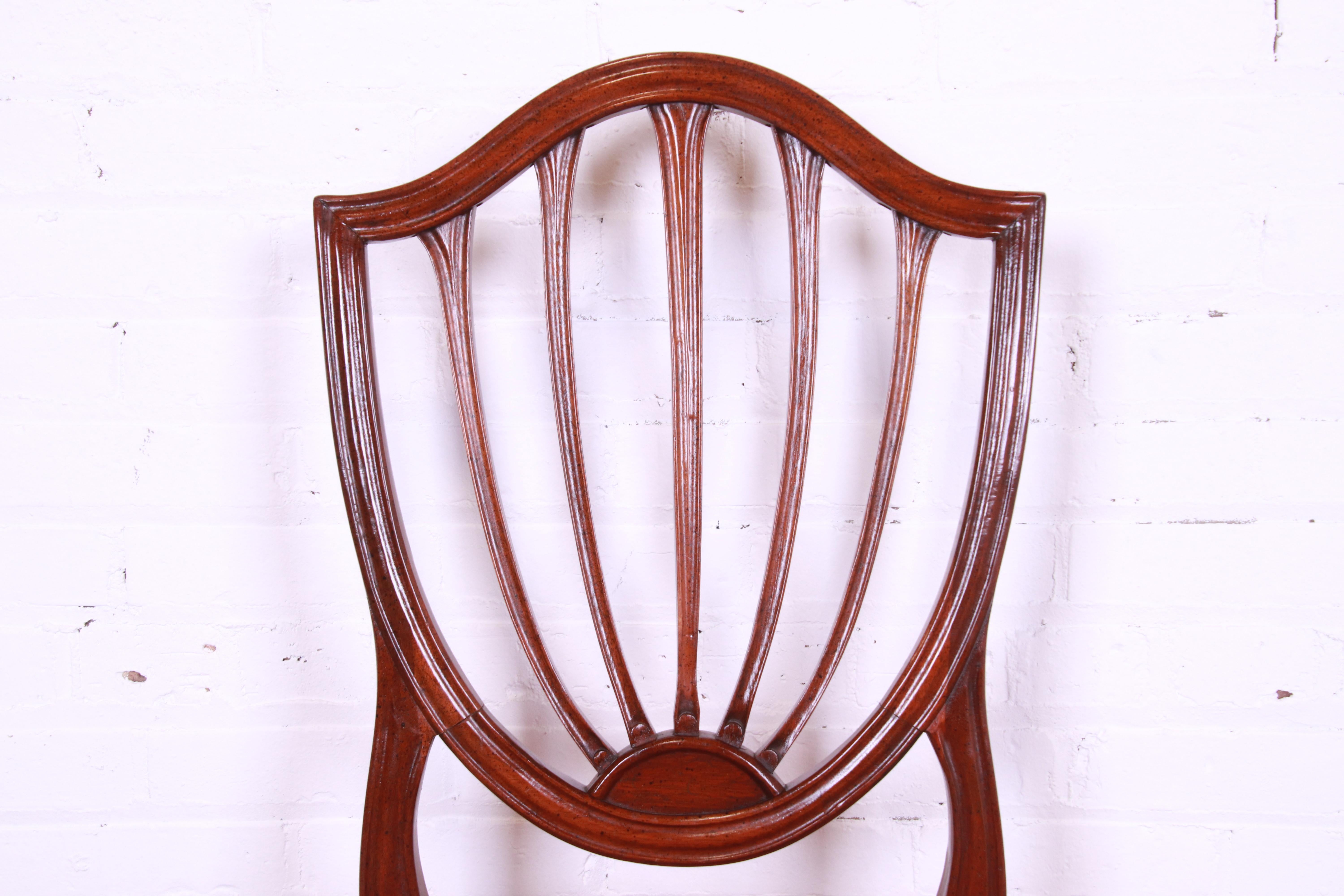 Baker Furniture Historic Charleston Mahogany Shield Back Dining Chairs, Set of 8 3