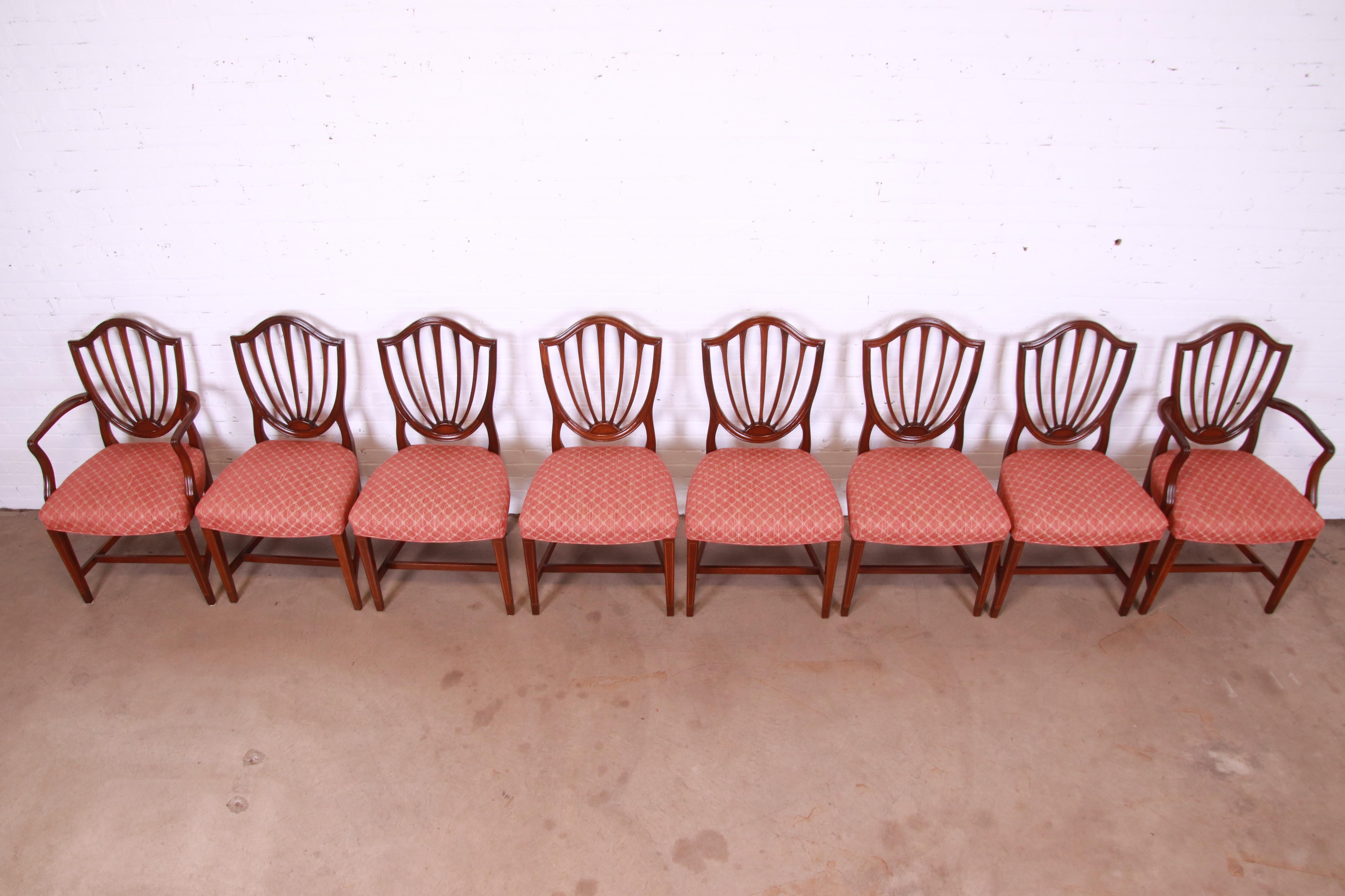 20th Century Baker Furniture Historic Charleston Mahogany Shield Back Dining Chairs, Set of 8