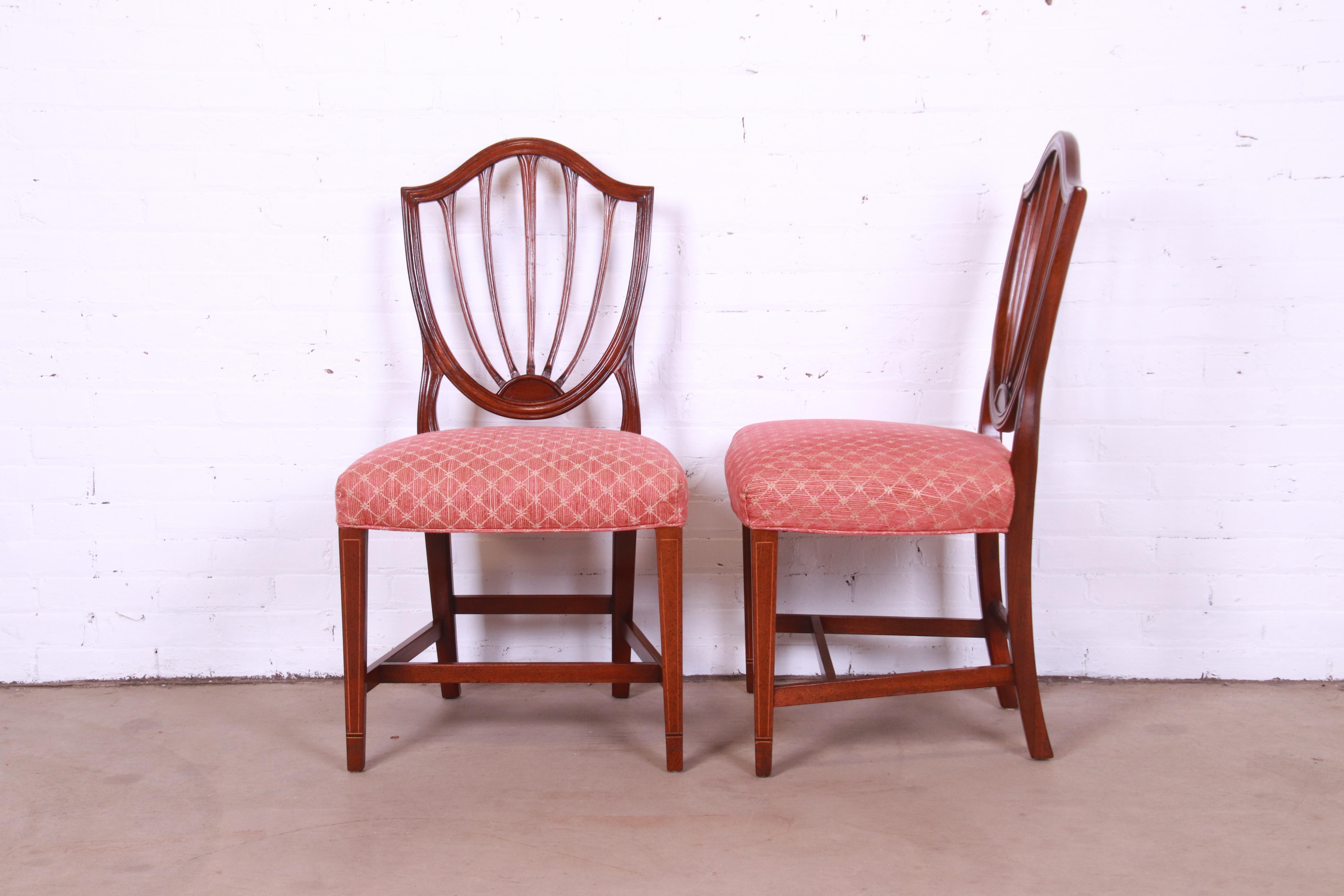 Upholstery Baker Furniture Historic Charleston Mahogany Shield Back Dining Chairs, Set of 8