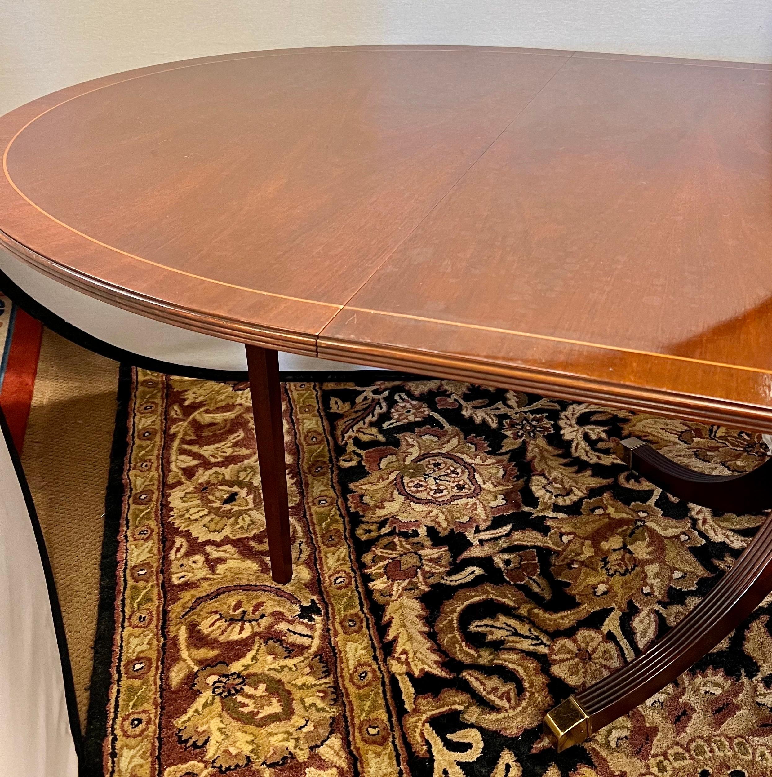 Baker Furniture Historic Charleston Model Mahogany Inlay Round Oval Dining Table 4