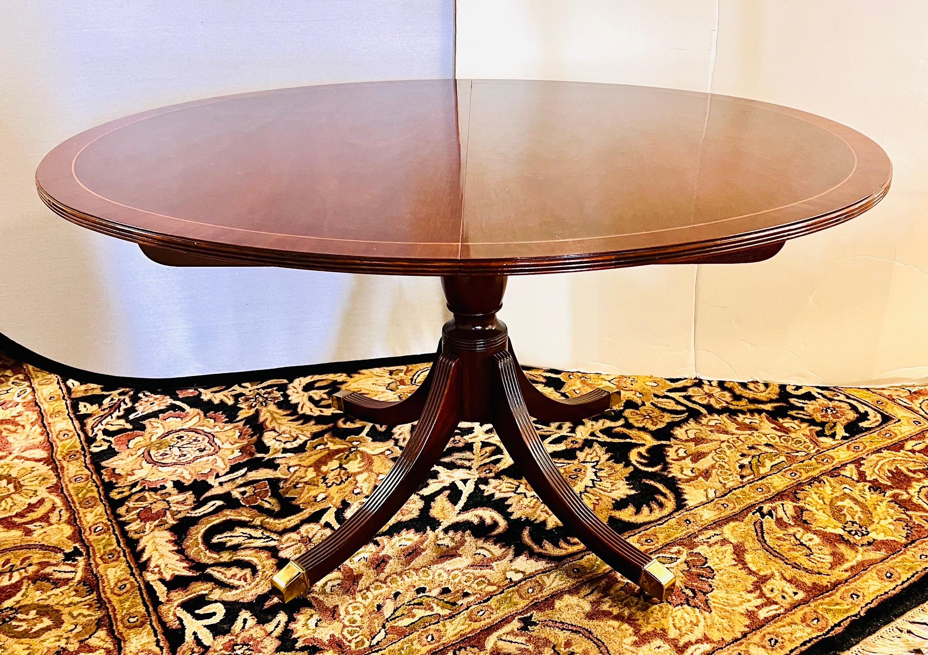 Baker Furniture Historic Charleston Model Mahogany Inlay Round Oval Dining Table 2