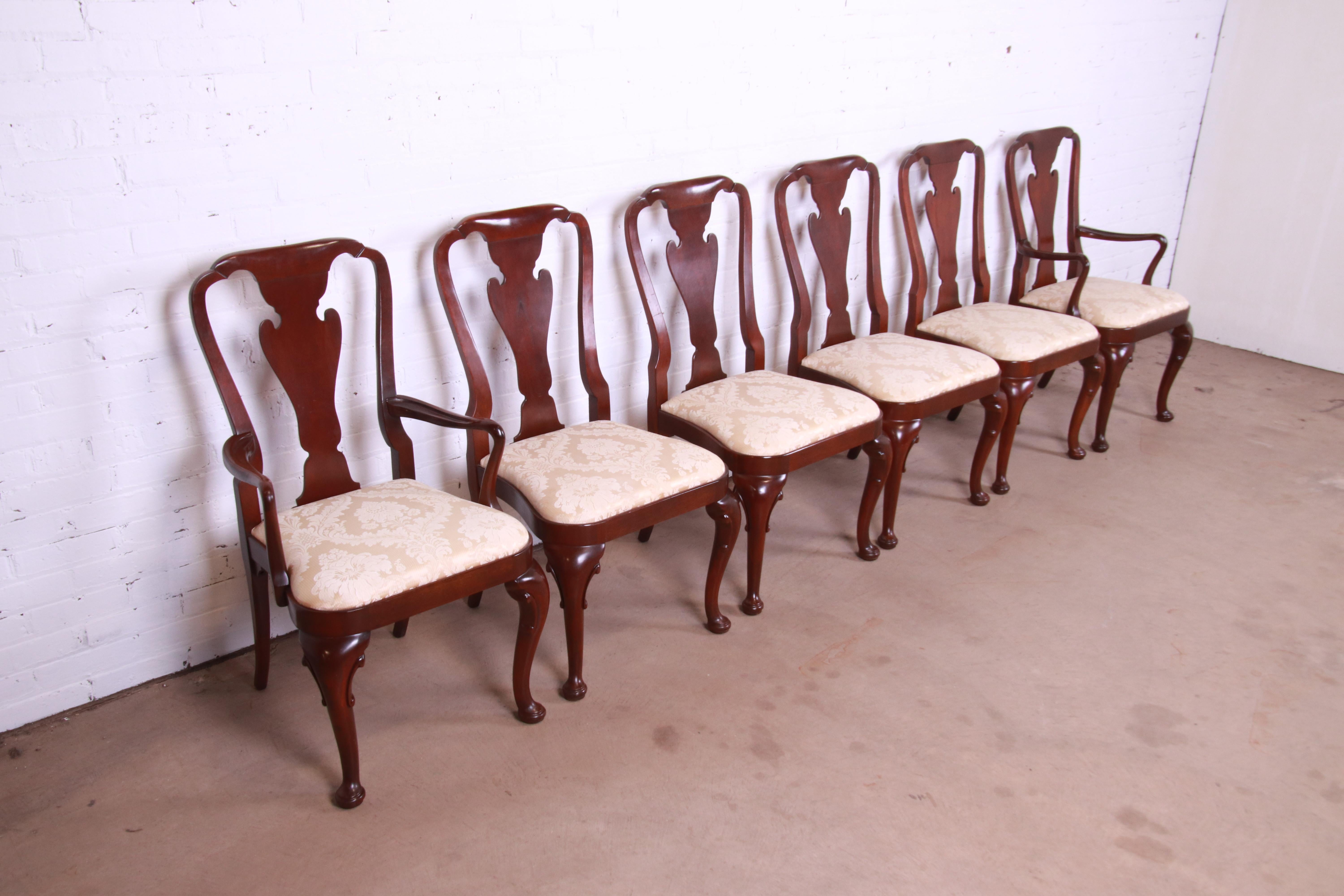 Upholstery Baker Furniture Historic Charleston Queen Anne Carved Mahogany Dining Chairs For Sale