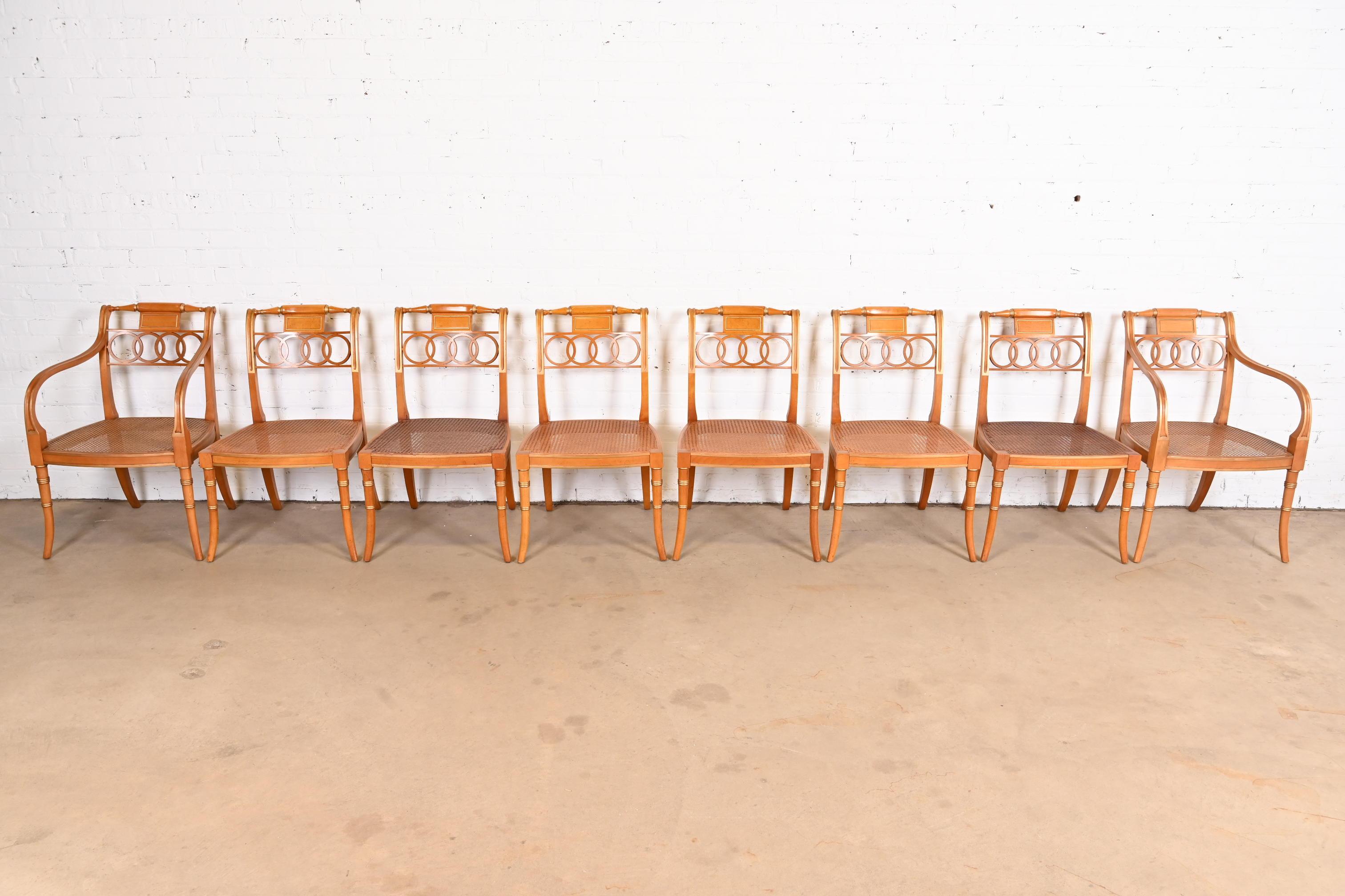 Upholstery Baker Furniture Historic Charleston Regency Dining Chairs, Set of Eight