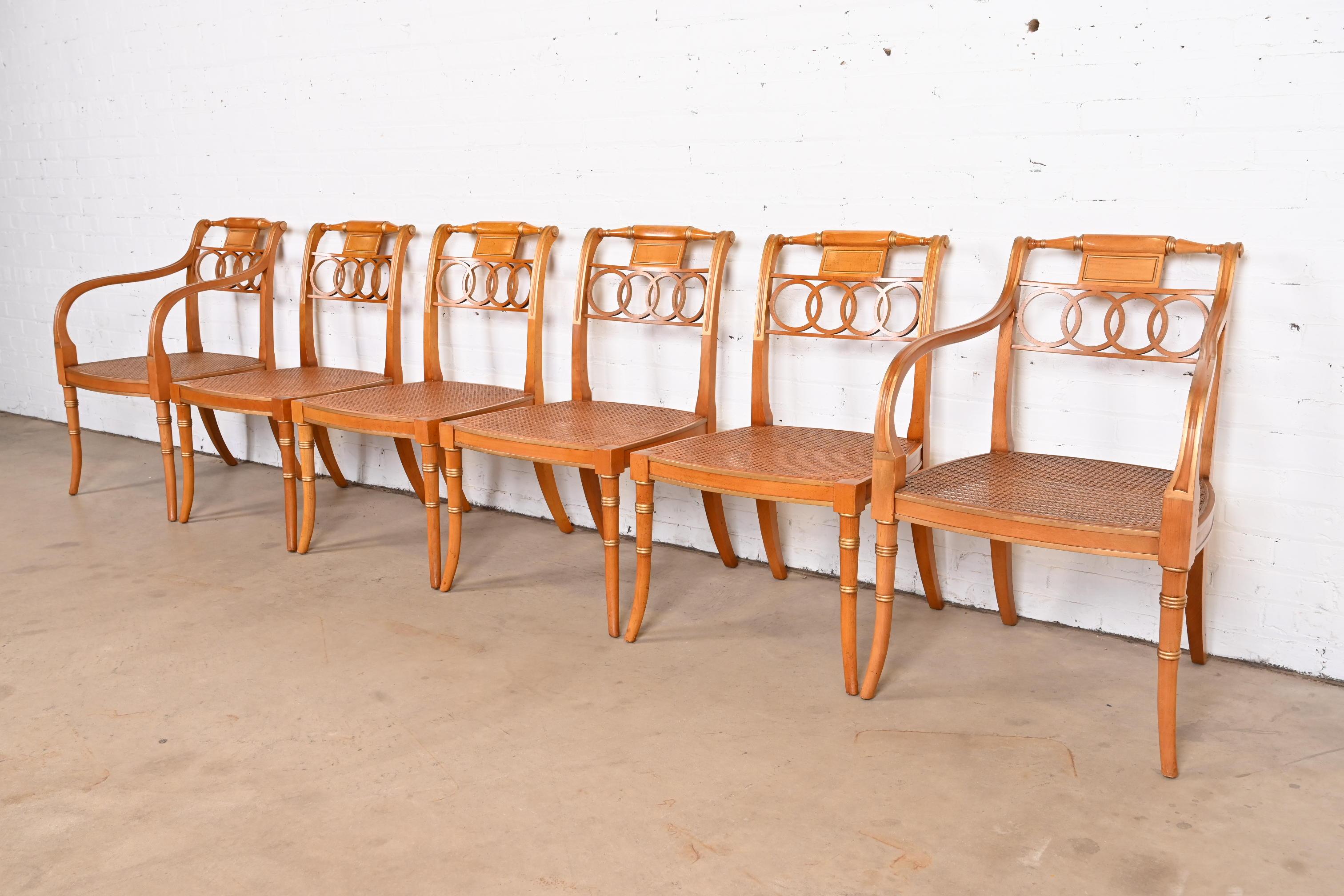 Upholstery Baker Furniture Historic Charleston Regency Dining Chairs, Set of Six