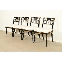 Baker Furniture Historic Charleston Regency Ebonized and Gold Gilt Dining Chairs