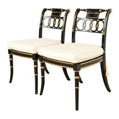 Baker Furniture Historic Charleston Regency Ebonized and Gold Gilt Side Chairs