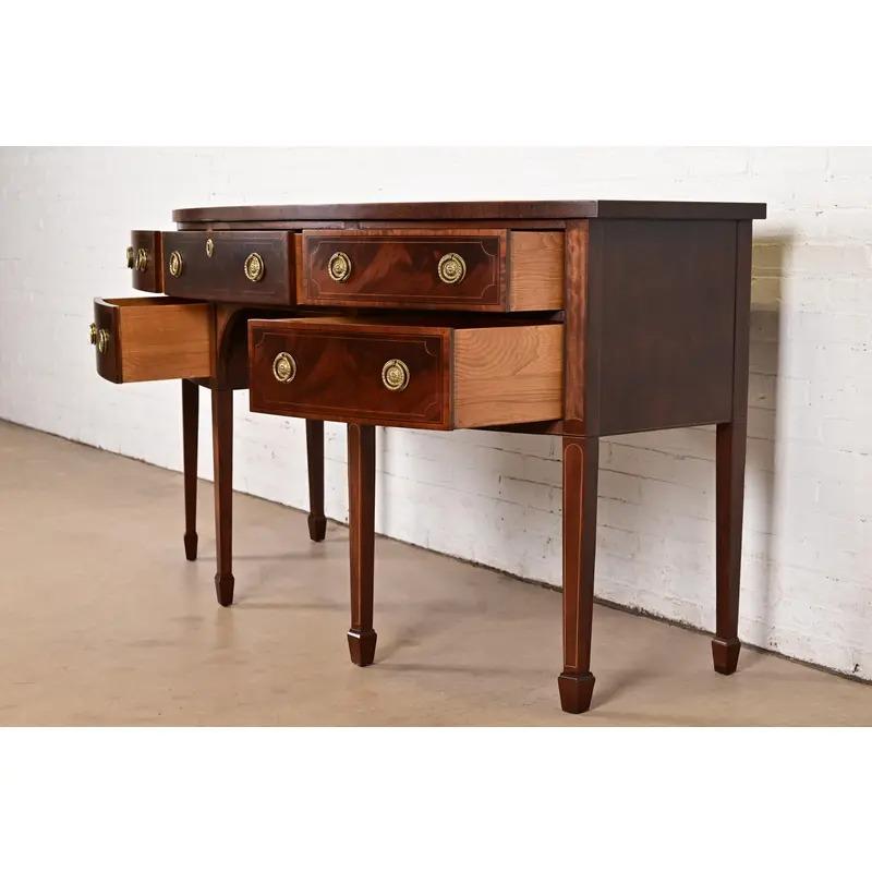 Baker Furniture Historic Federal Inlaid Sideboard Credenza, Newly Refinished For Sale 1